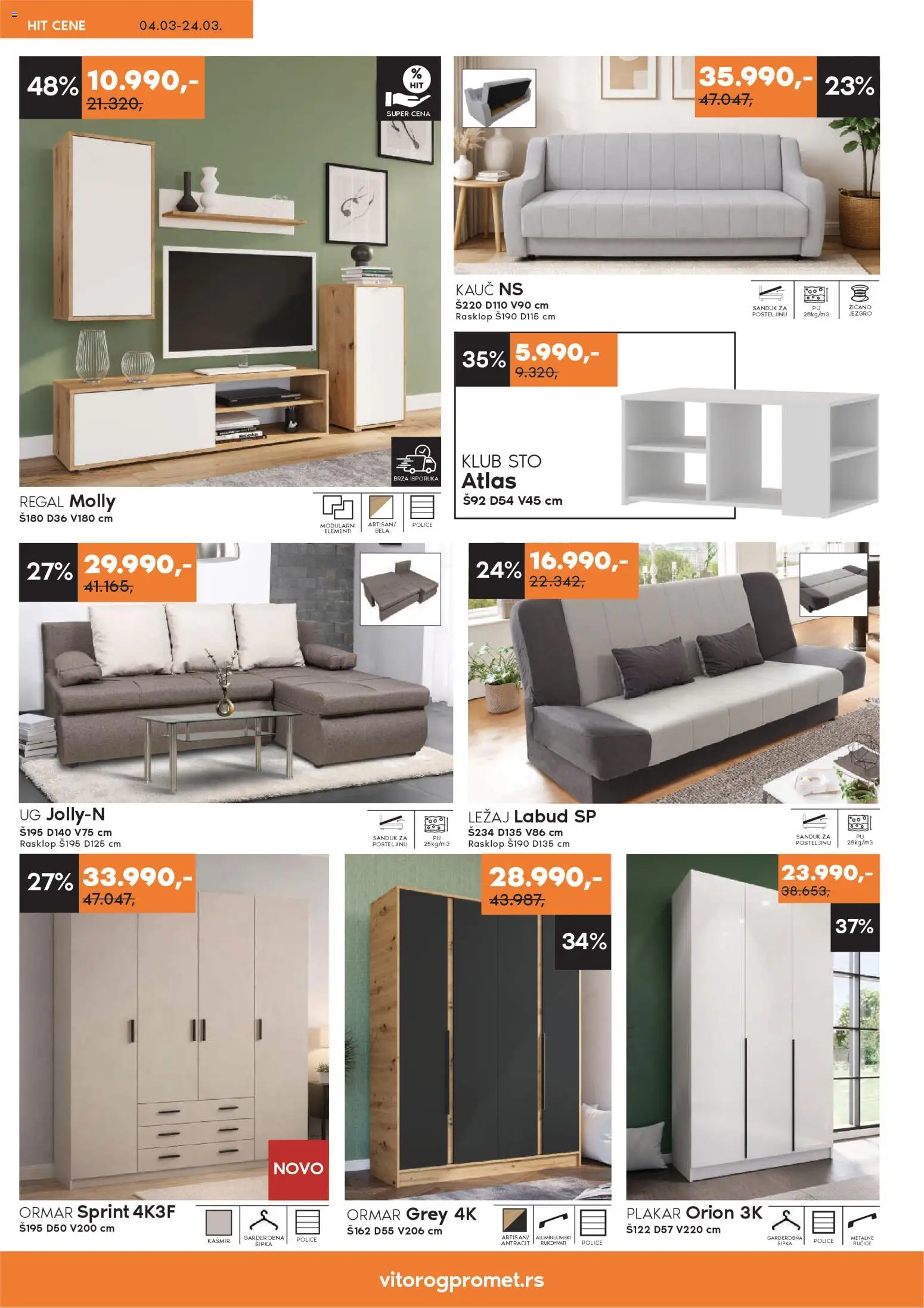 Vitorog katalog - važi od 04.03.2026 | Strana: 3 | Proizvode: Kauč, Sto, Ormar