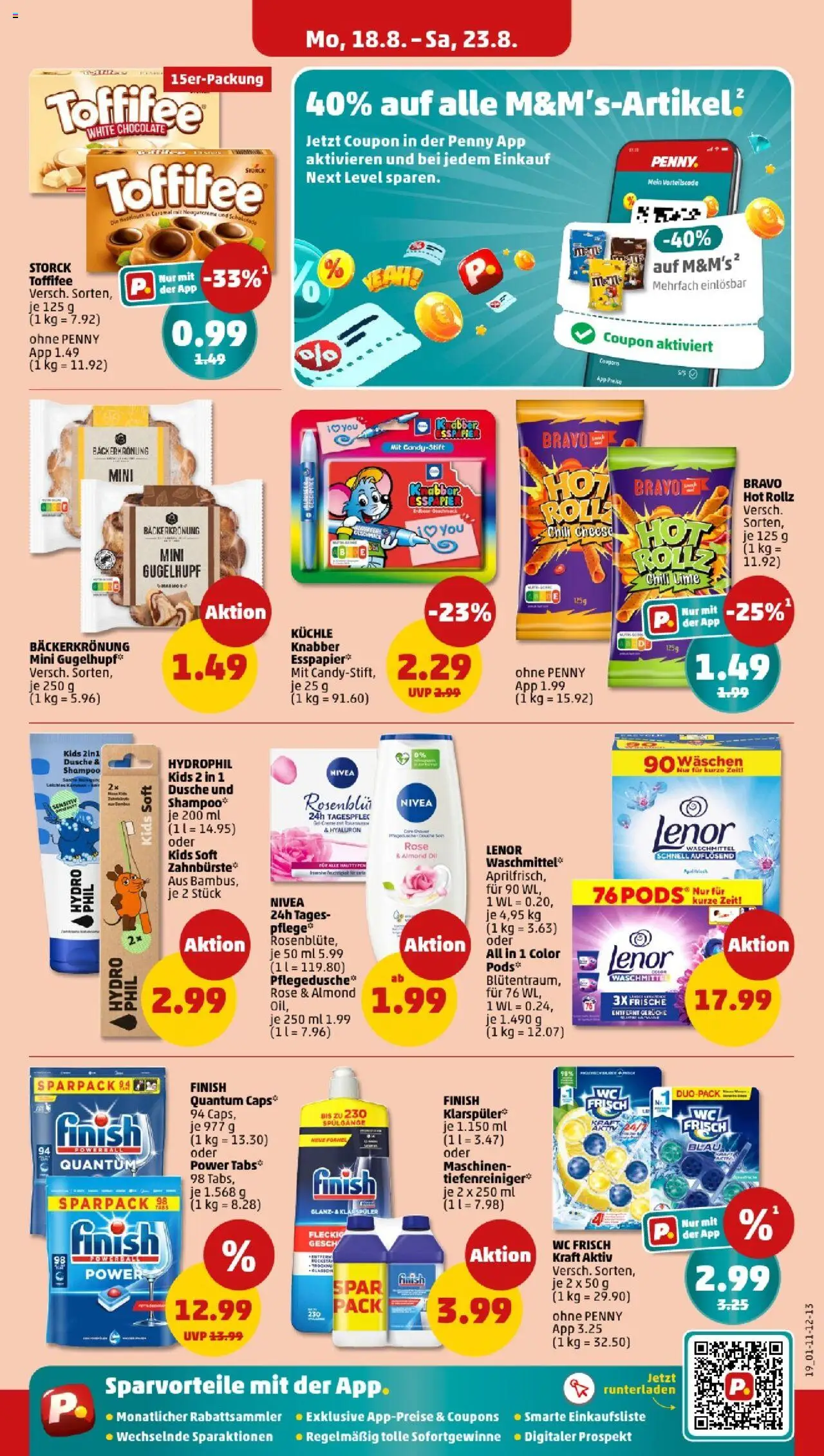 Penny - Sachsen - gültig ab dem 18.08.2025 | Seite: 19 | Produkte: Dusche, Finish, Waschmittel, Toffifee