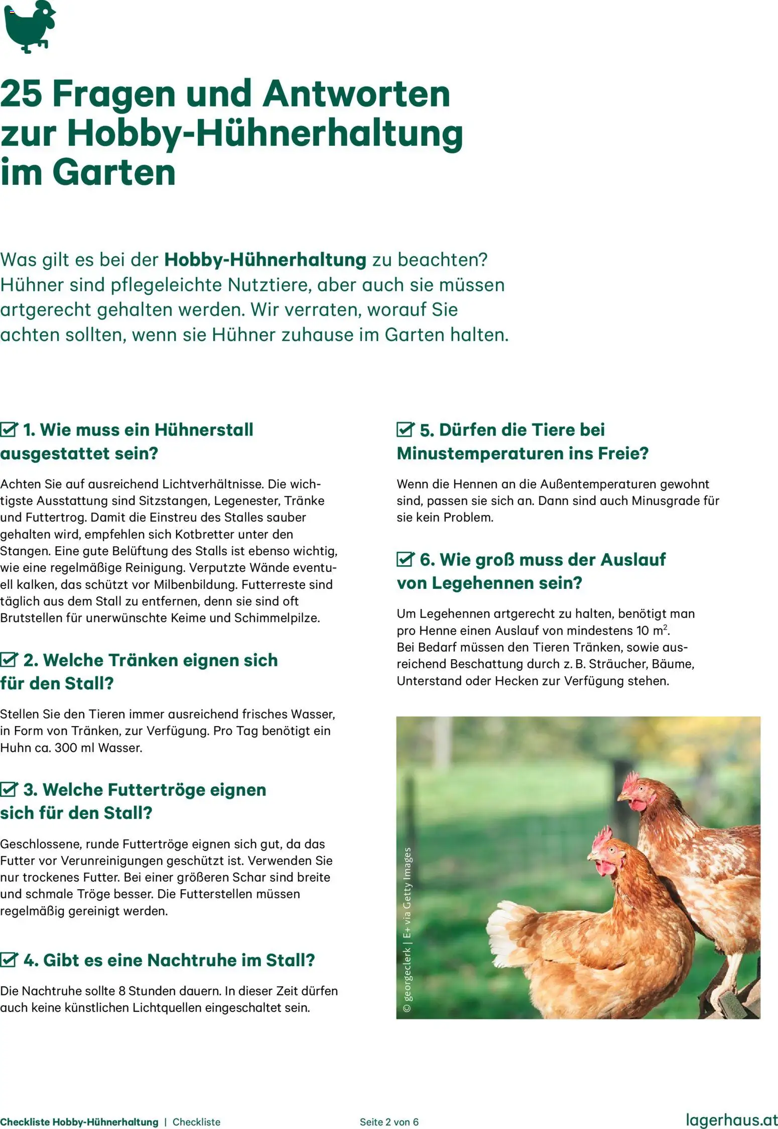Lagerhaus  Checkliste Hobbyfarming Huehnerhaltung gültig ab 12.11.2025 | Seite: 2