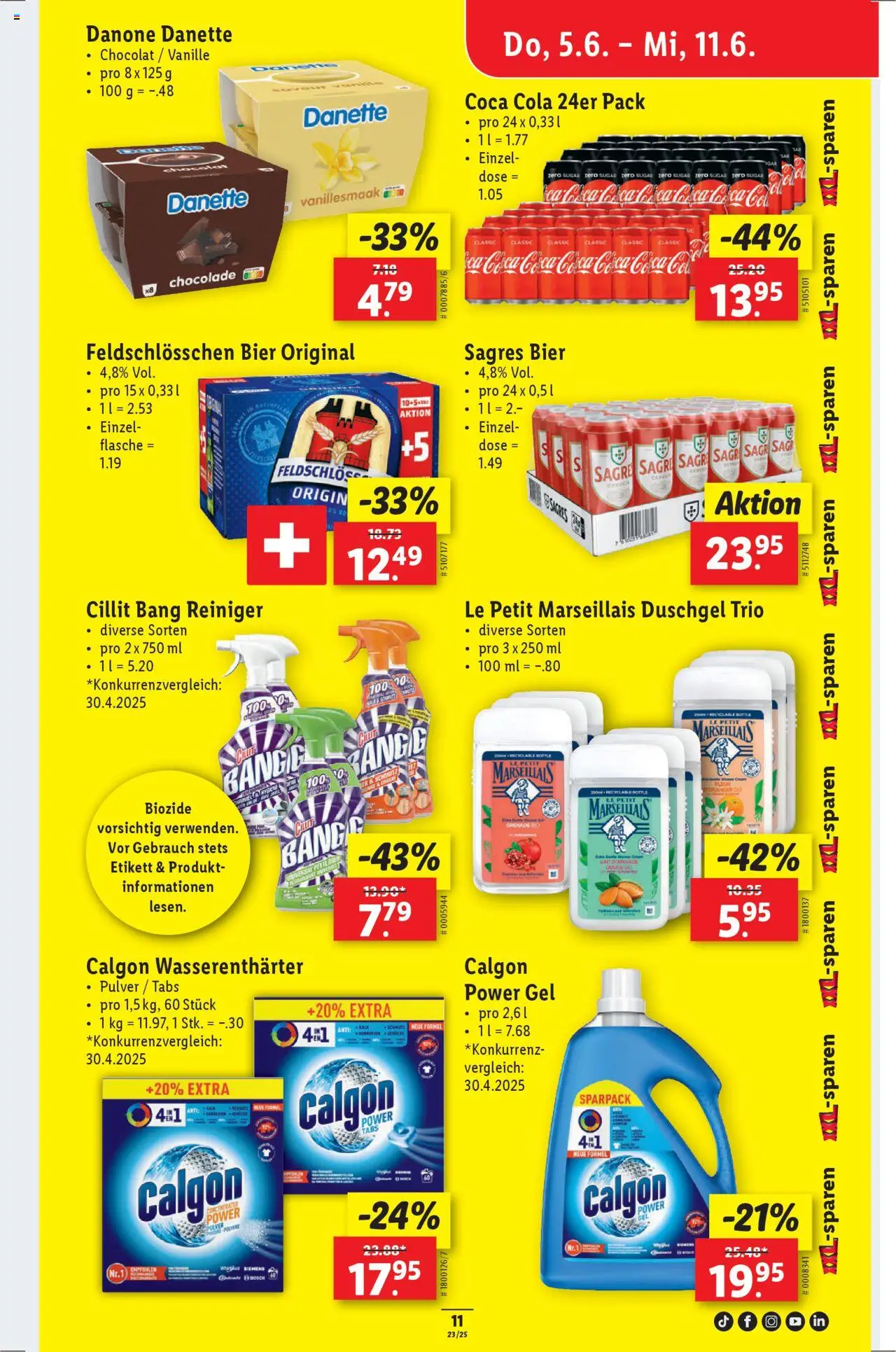 Lidl Aktionen ab 05.06.2025 | Seite: 11 | Produkte: Coca Cola, Pulver, Duschgel, Shower Gel
