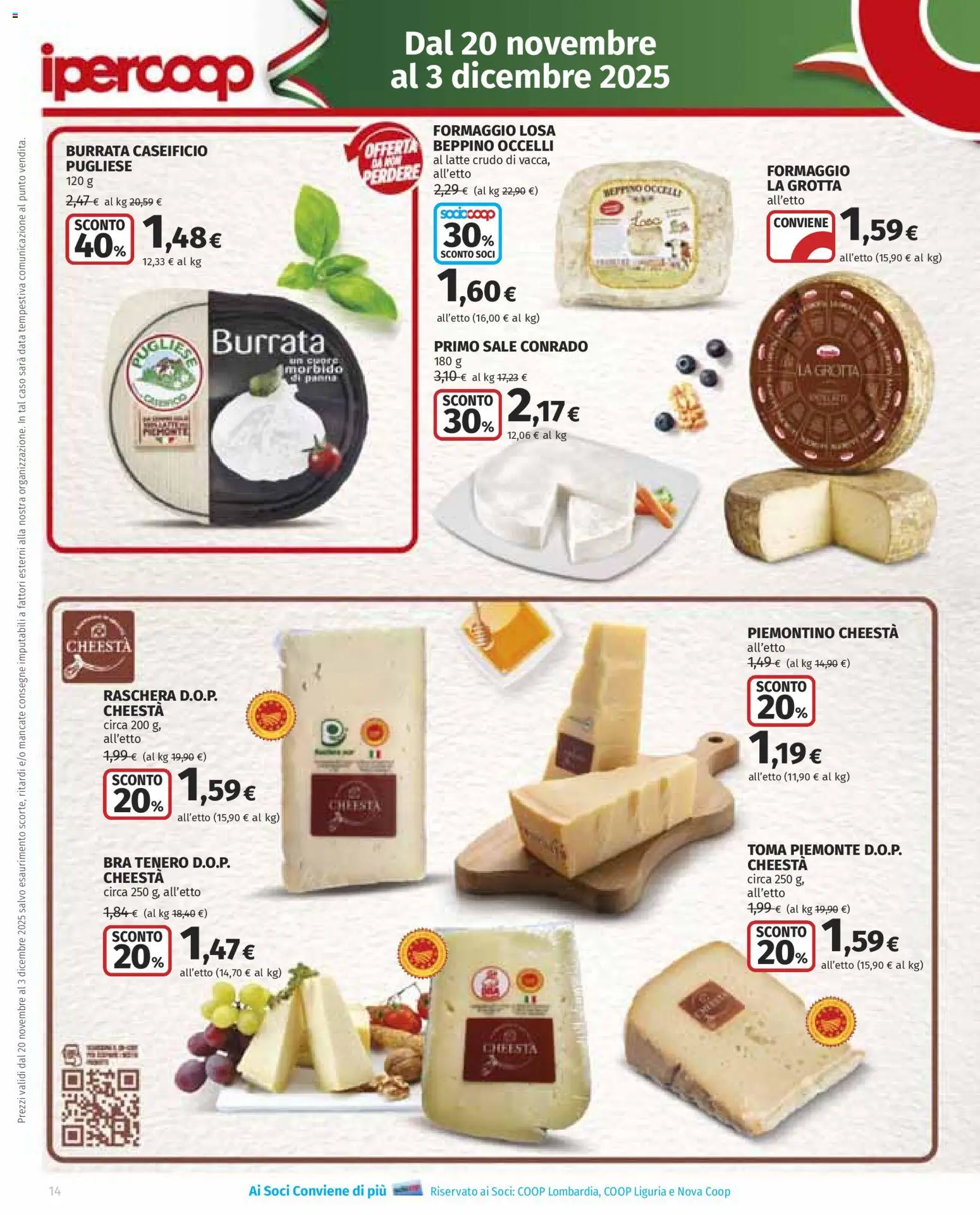 Volantino Ipercoop del 20.11.2025 | Pagina: 14 | Prodotti: Latte, Formaggio, Data, Burrata