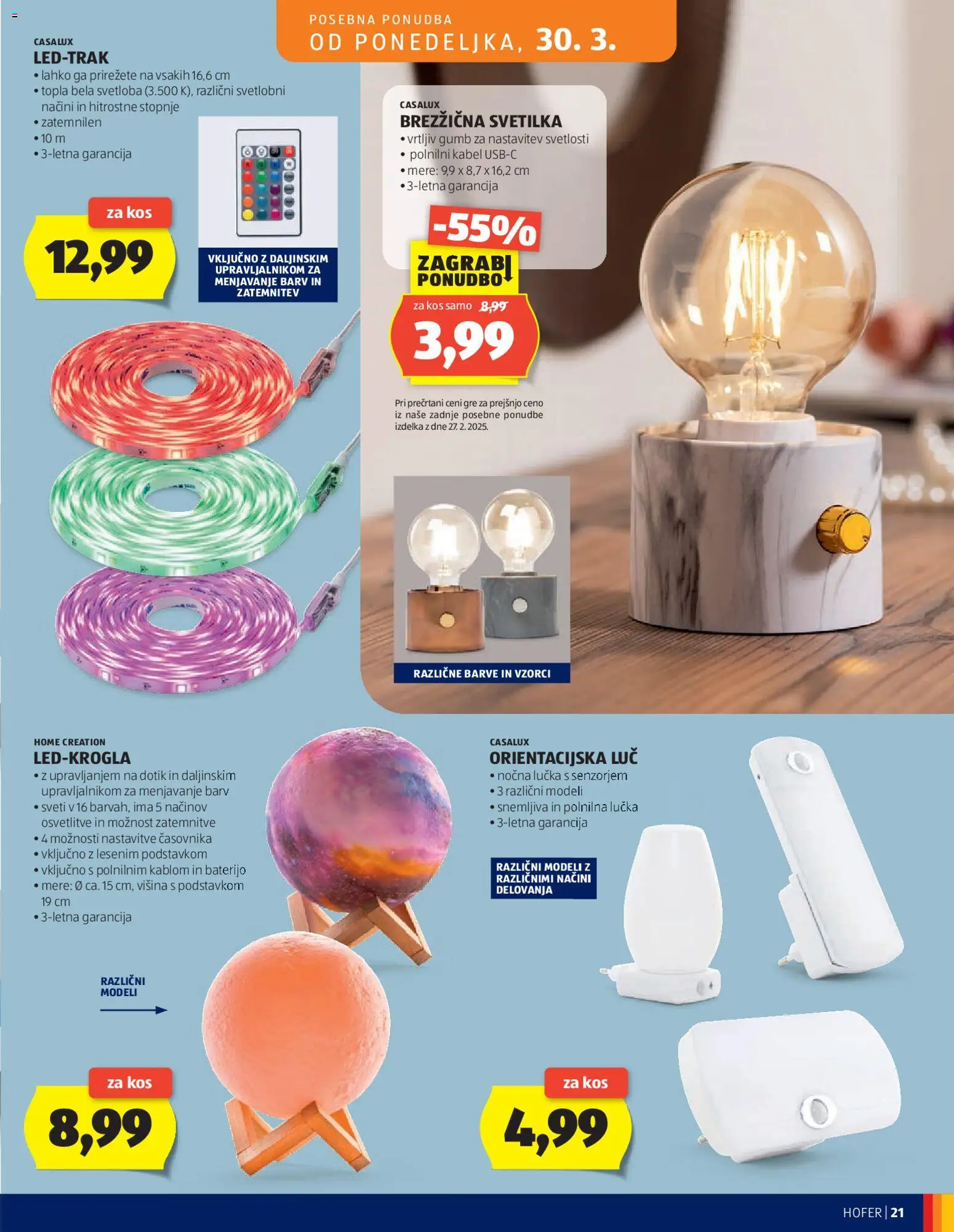 Novi Hofer katalog ponudbe – veljaven od 25.03.2026 | Stran: 21 | Izdelki: Kabel, Kos, Svetilka