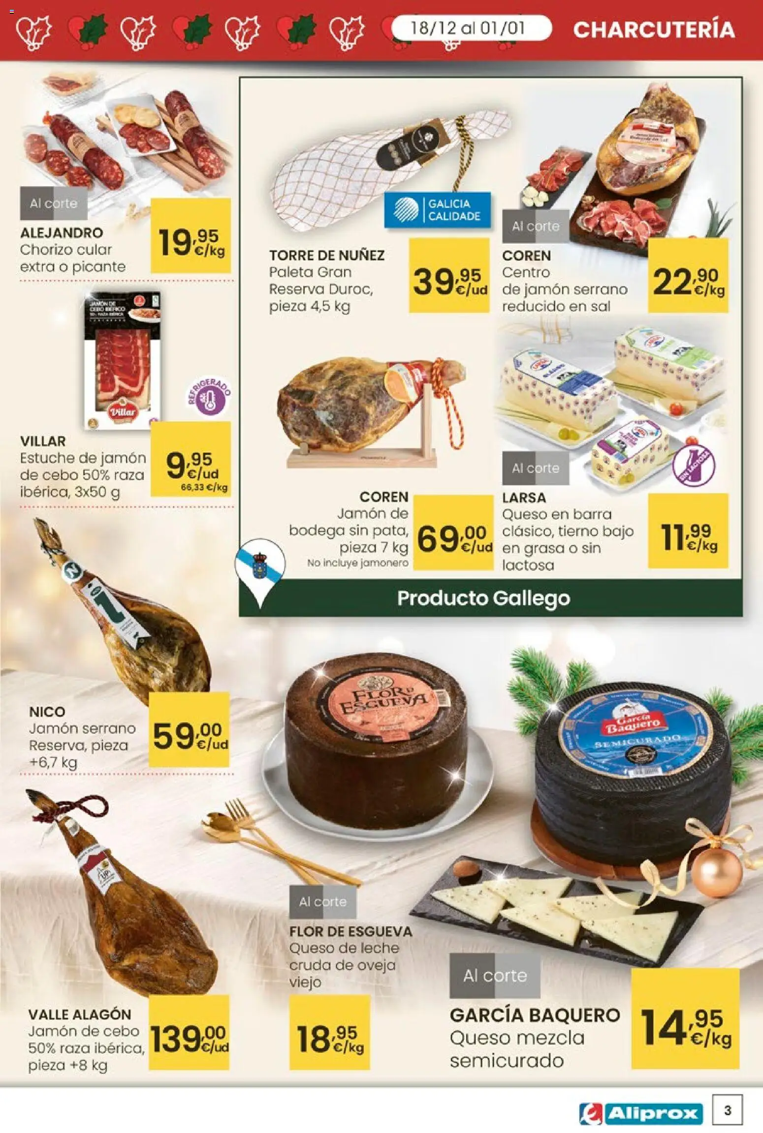Eroski - Aliprox │ válido desde el 18.12.2025 | Página: 3 | Productos: Jamón serrano, Leche, Queso, Jamón
