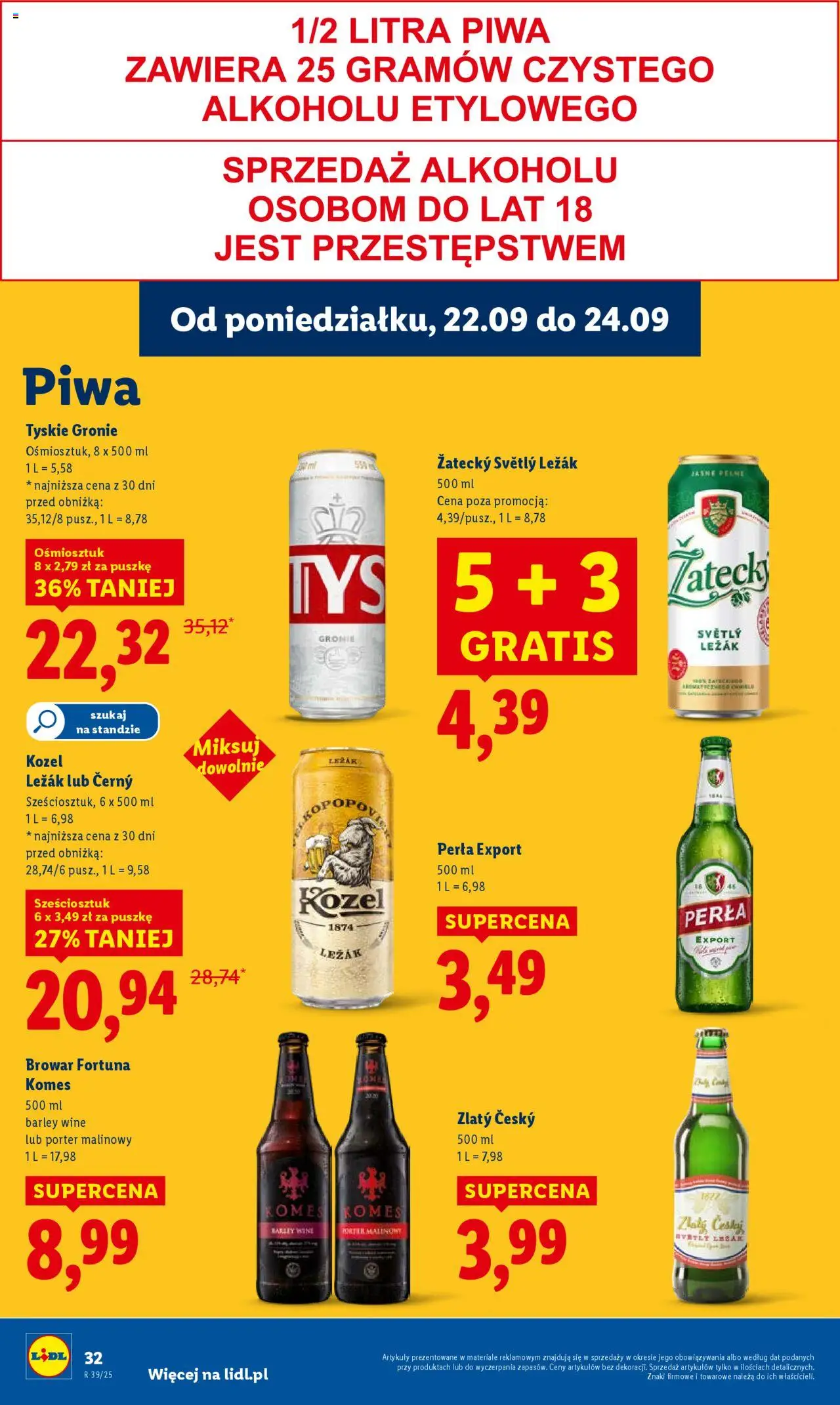 Lidl Gazetka od 22.09.2025 | Strona: 40 | Produkty: Leżak, Tyskie