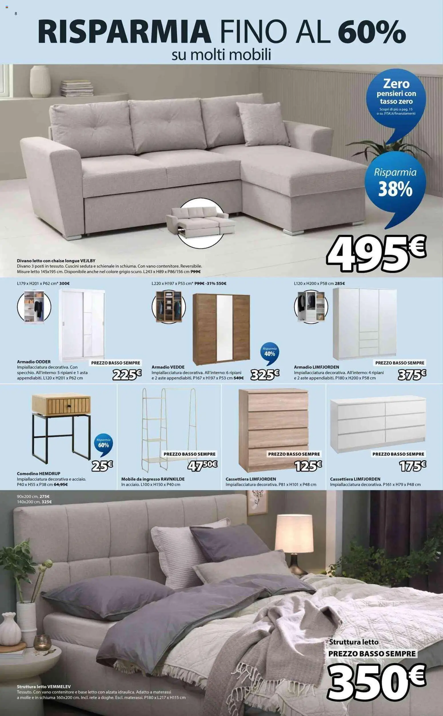 Volantino JYSK del 17.04.2026 | Pagina: 8 | Prodotti: Mobile, Letto, Armadio, Divano