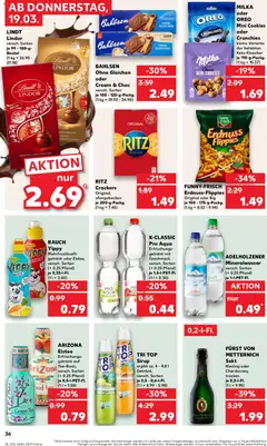 Náhled letáku Kaufland Německo leták od 19.03.2026 | Strana: 36 | Produkty: Lindor, Sekt, Sirup, Oreo