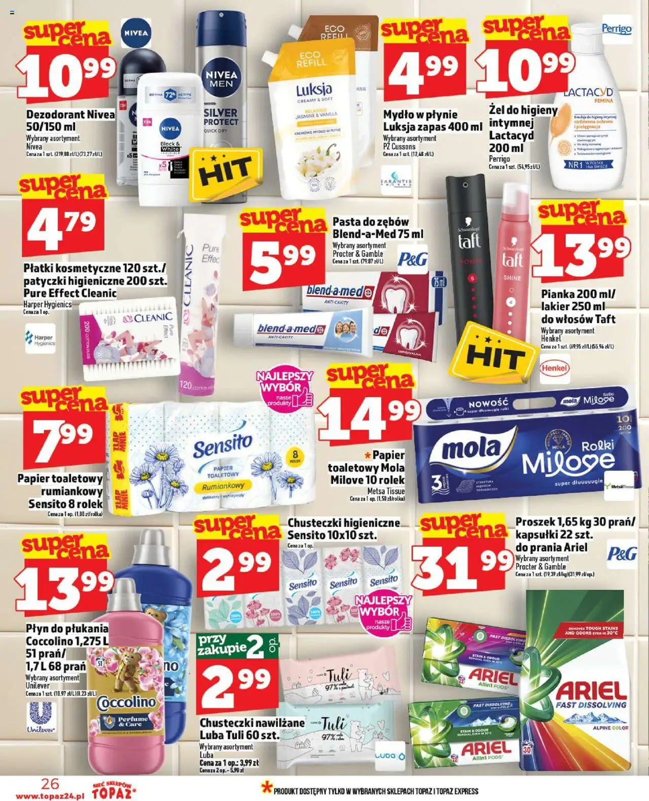 Topaz Gazetka - Ceny małe na stałe od 02.10.2025 | Strona: 26 | Produkty: Rolki, Chusteczki higieniczne, Płatki, Dezodorant