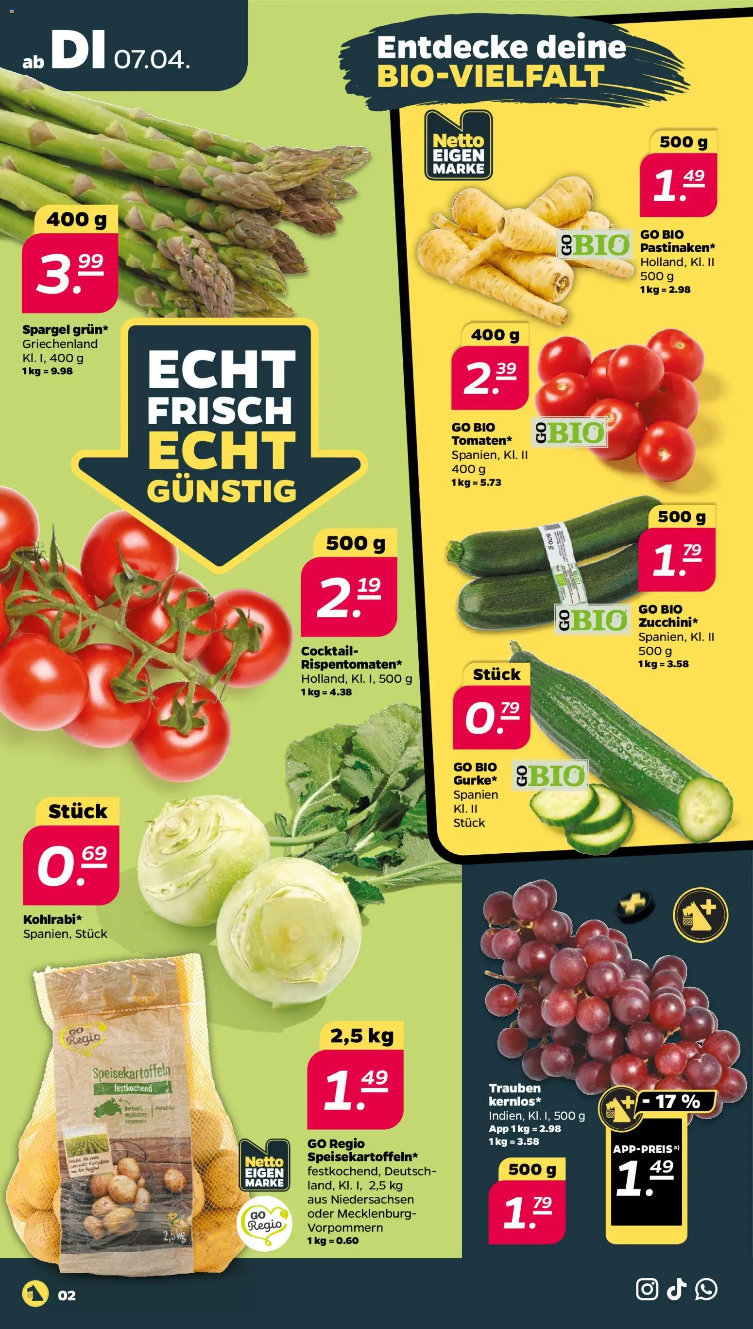 Netto Prospekt 	 – gültig ab 07.04.2026 | Seite: 2 | Produkte: Trauben, Spargel