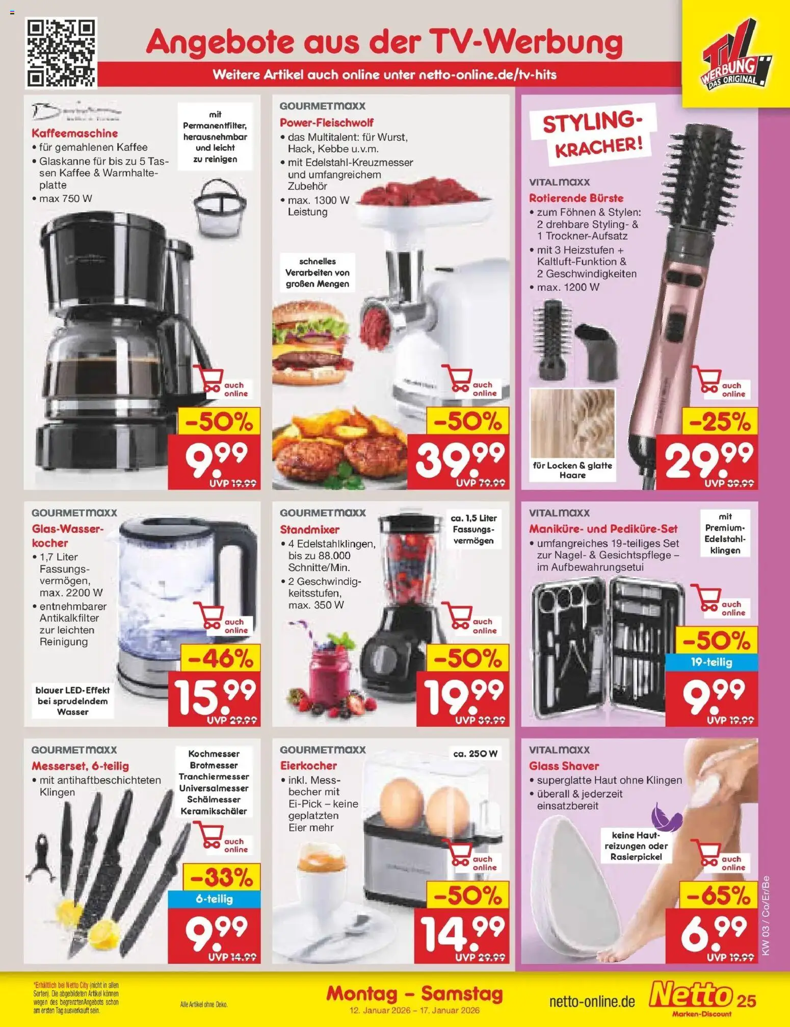 Netto Marken-Discount prospekt Nordhausen	 – gültig ab 12.01.2026 | Seite: 31 | Produkte: Kaffeemaschine, Kaffee, Bürste, Eierkocher