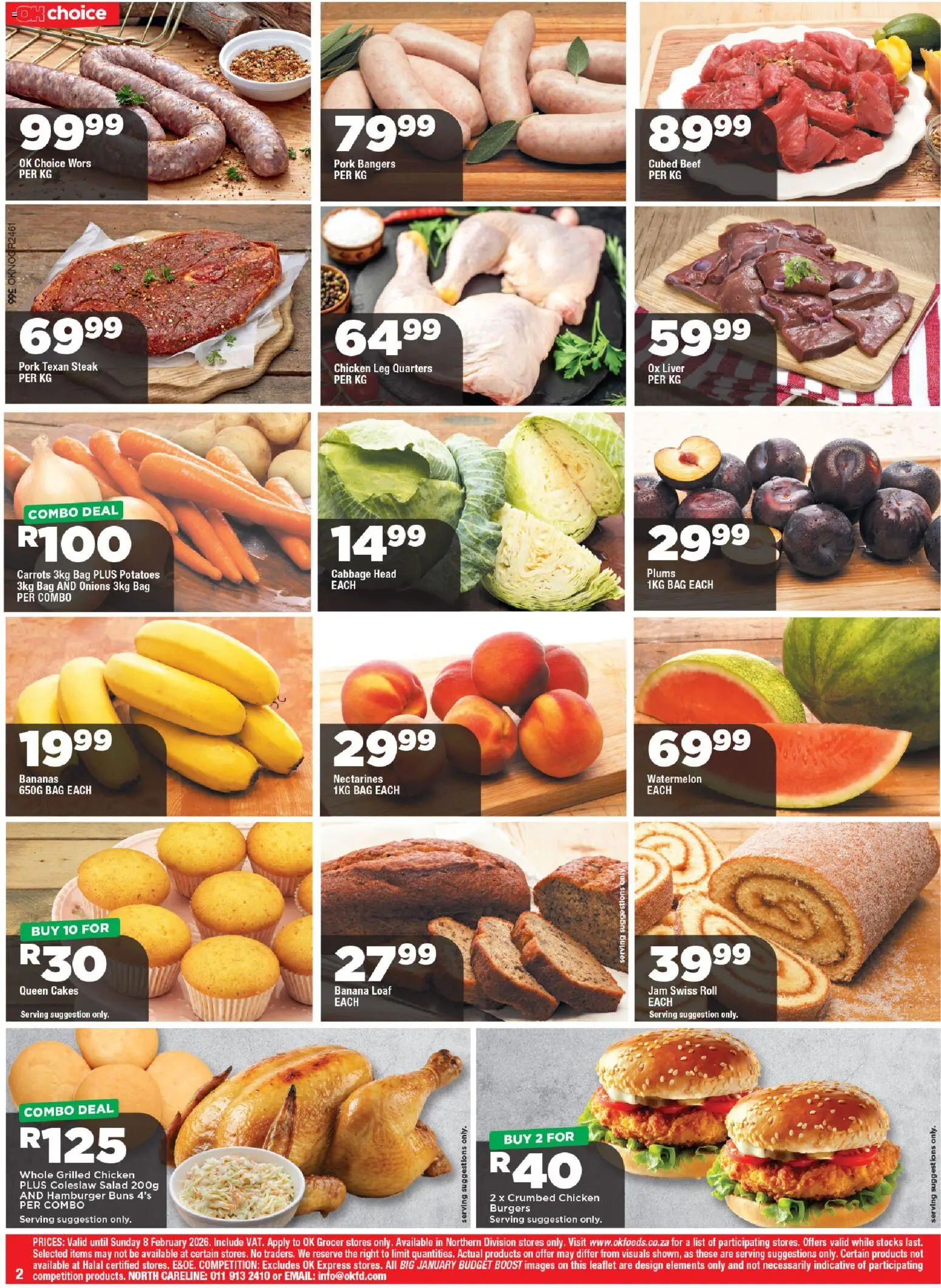 New OK Foods catalogue – valid from 21.01.2026 | Page: 2 | Products: Jam, Steak, Bananas, Nectarines