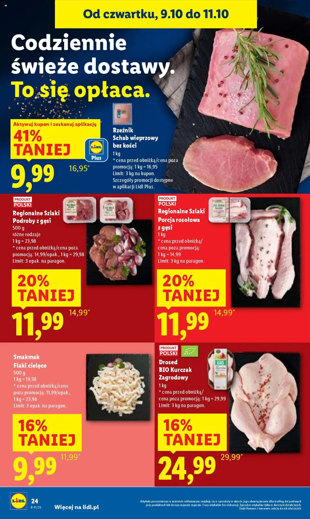 Lidl Gazetka od 09.10.2025 | Strona: 30 | Produkty: Kurczak, Schab, Schab wieprzowy, Flaki