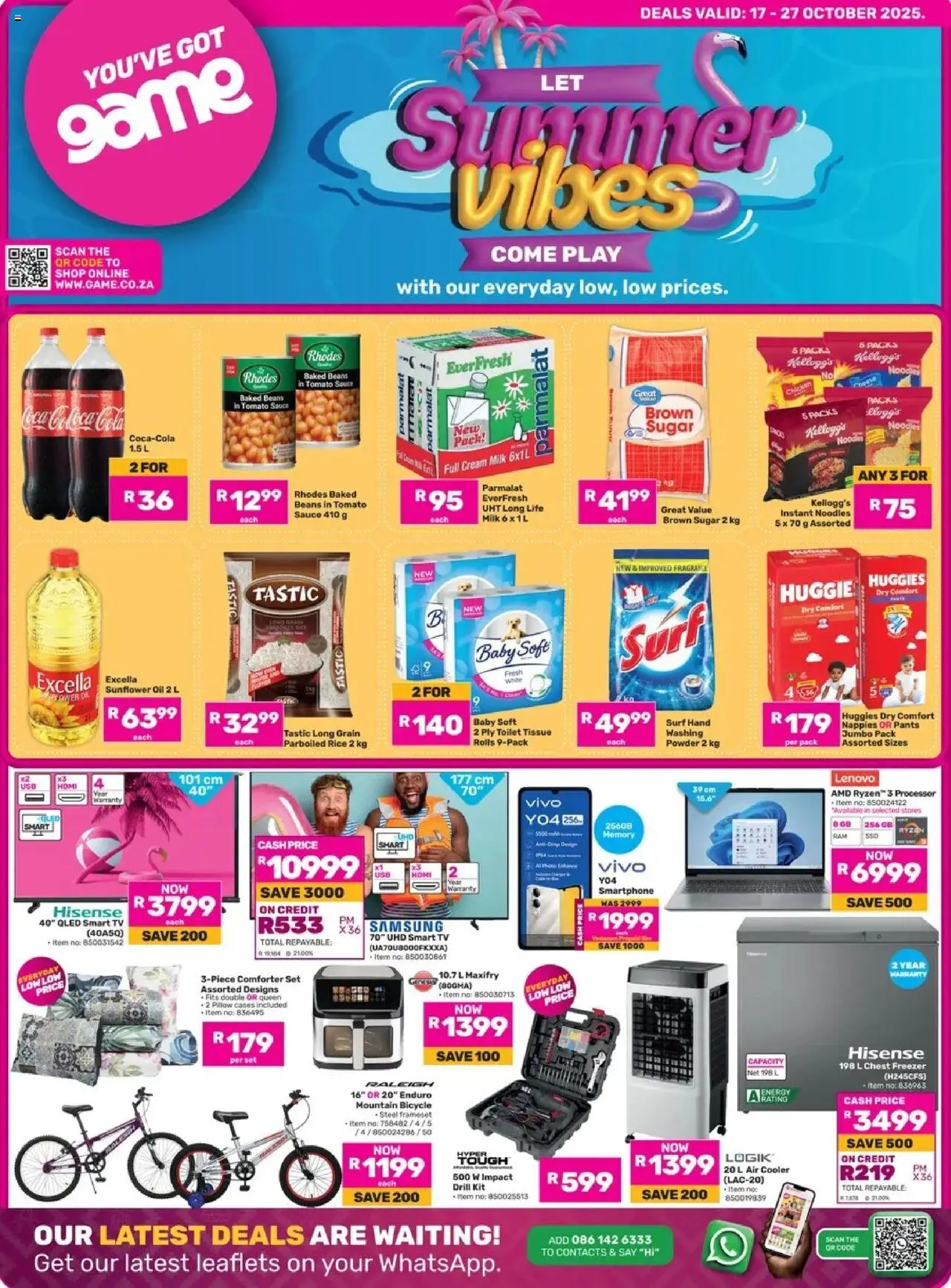 Game - Let Summer Vibes Come Play valid from 17.10.2025 | Page: 1 | Products: Chicken, Cream, Pillow, Powder