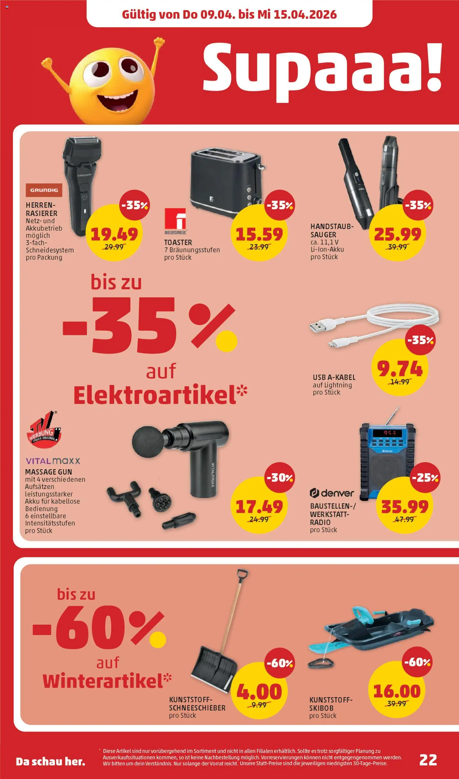 Penny Markt - Flugblatt gültig ab 09.04.2026 | Seite: 22 | Produkte: Radio, USB, Rasierer, Toaster