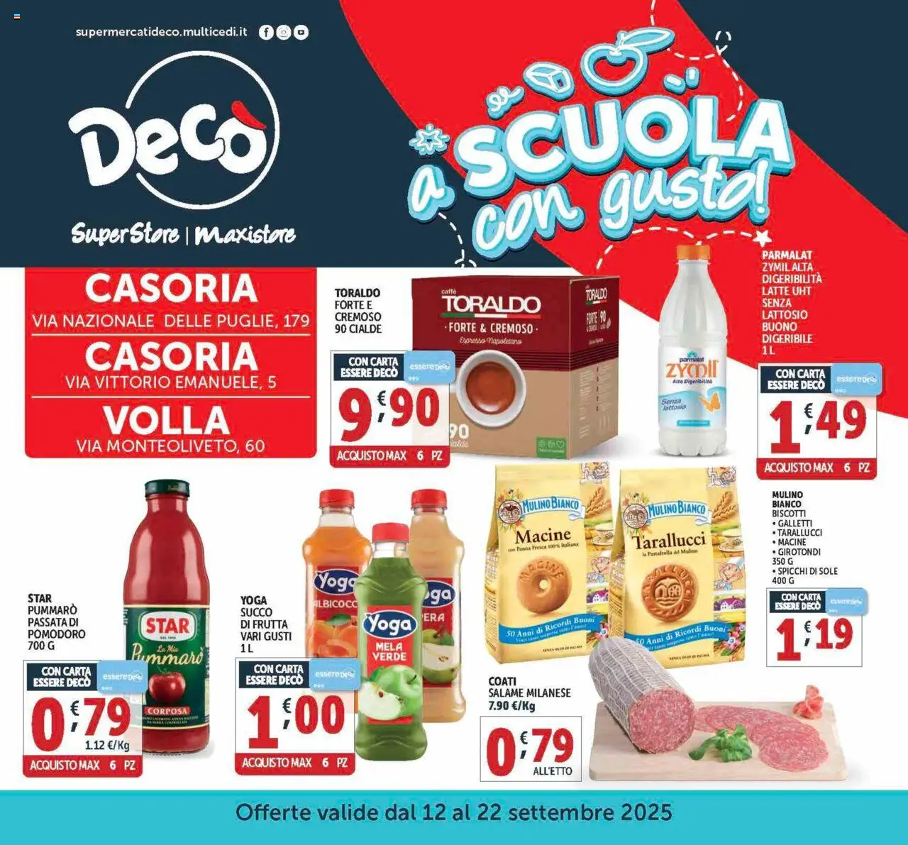 Volantino Decò del 12.09.2025 | Pagina: 1 | Prodotti: Caffè, Frutta, Pomodoro, Latte