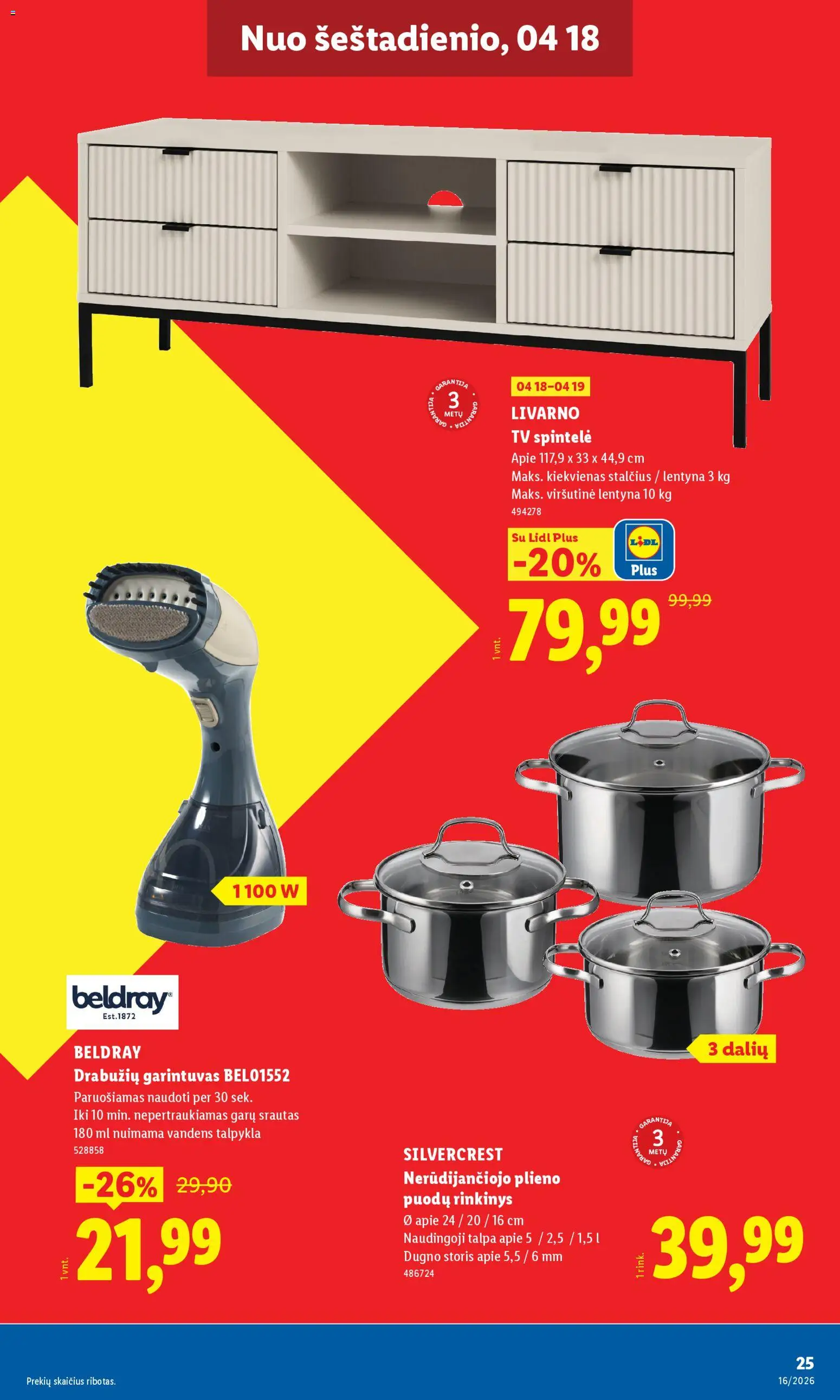 LIDL akcijos nuo 13.04.2026 | Puslapis: 25 | Prekių: Tv, Lentyna, Spintelė