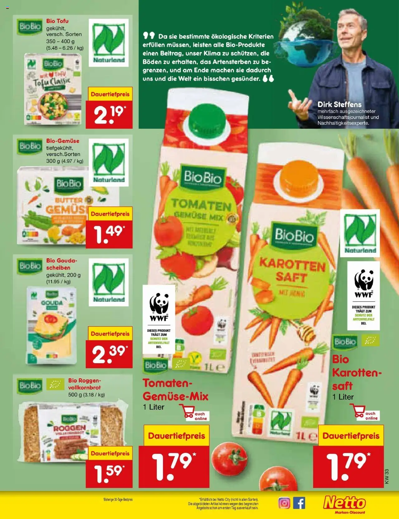Netto Marken-Discount prospekt Lahnau	 - gültig ab dem 10.08.2025 | Seite: 15 | Produkte: Butter, Vollkornbrot, Tomaten, Saft