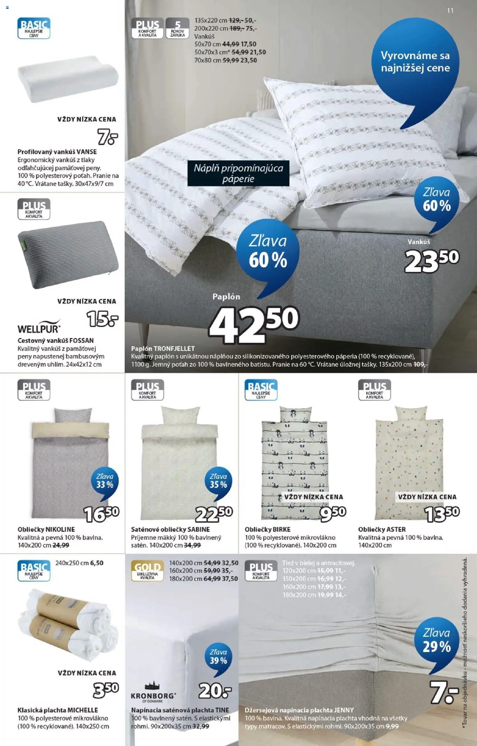 Nové JYSK akcie – leták je platný od 15.04.2026 | Strana: 11 | Produkty: Plachta, Obliečky, Vankúš