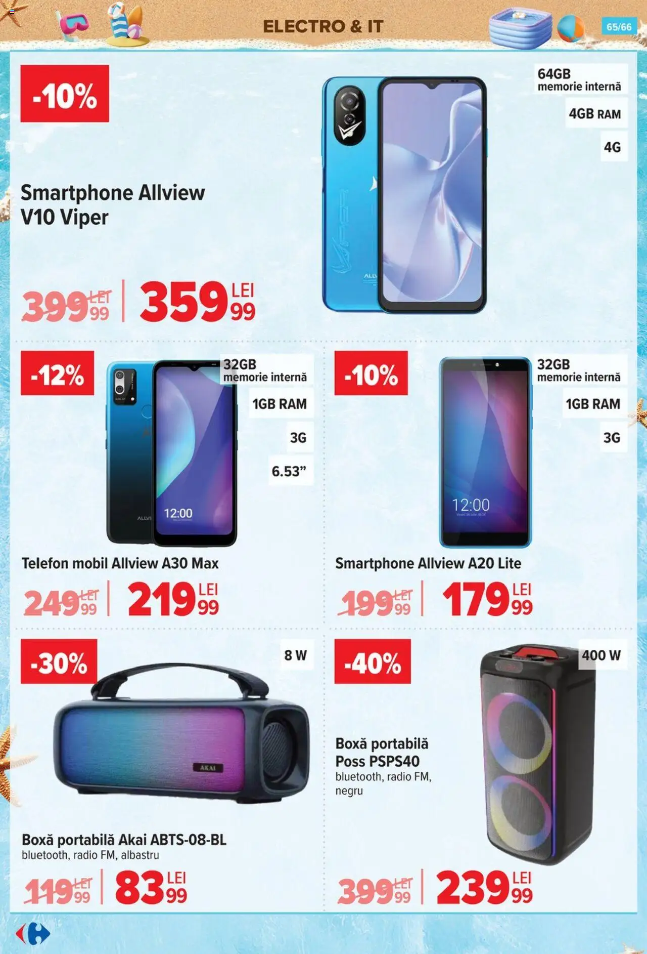 Carrefour catalog - Special plaja – valabil de la 18.06.2025 | Pagină: 65 | Produse: Telefon, Memorie, Radio, Boxă portabilă