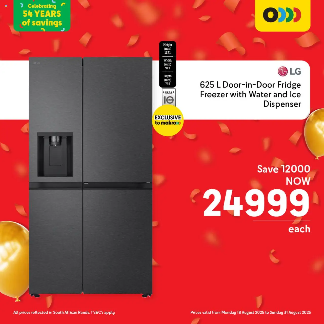 Makro Birthday Deals Electronics │ valid from 18.08.2025 | Page: 3 | Products: Freezer, Fridge, Water