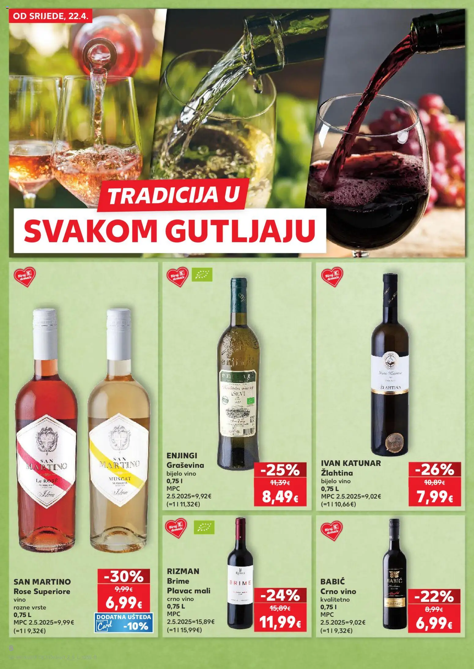 Kaufland katalog | vrijedi od 22.04.2026 | Stranica: 8 | Proizvodi: Bijelo vino, Vino, Crno vino