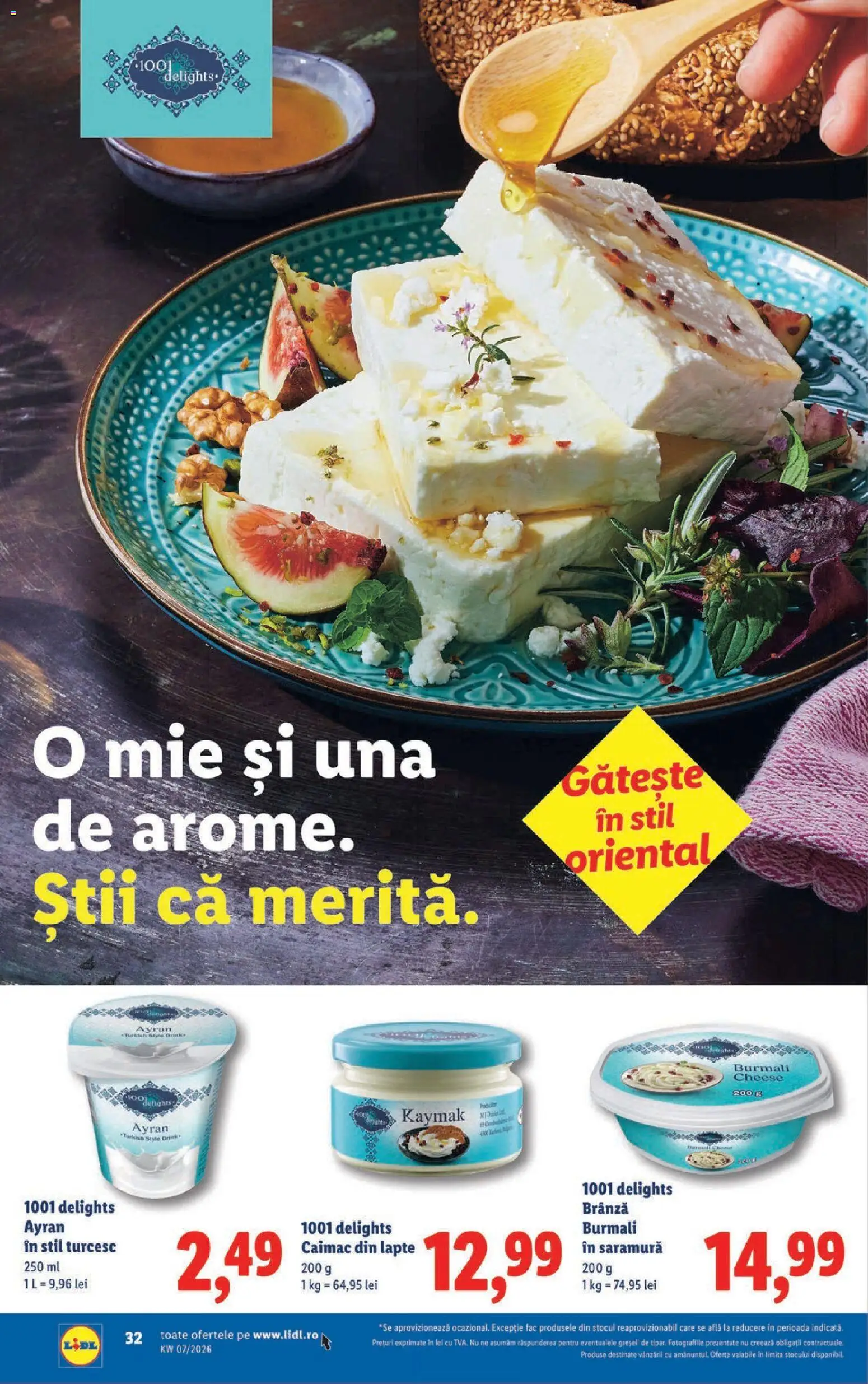 Noul catalog Lidl – valabil de la 09.02.2026 | Pagină: 32 | Produse: Delgeç, Lapte, Brânză