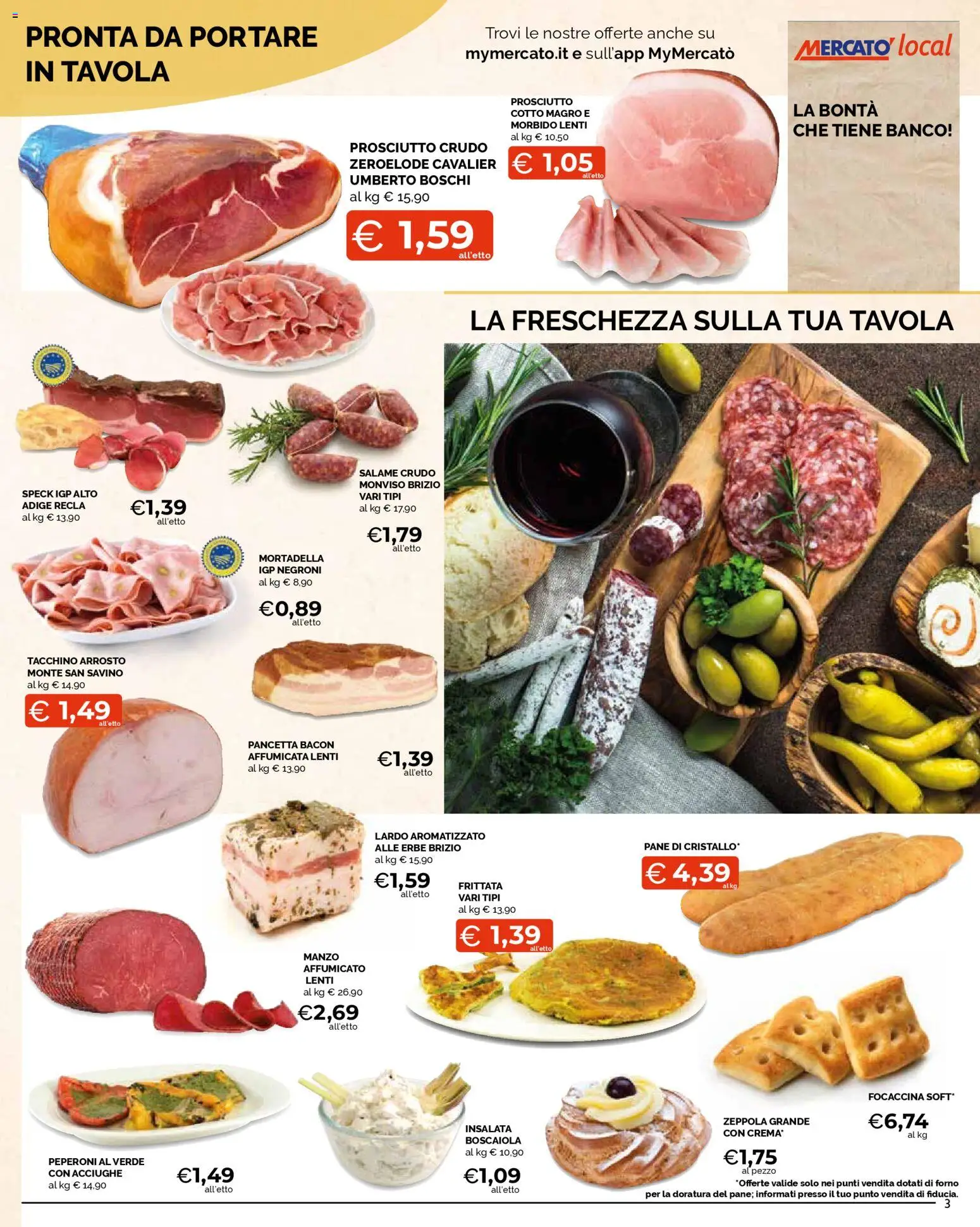 Volantino Mercatò del 09.03.2026 | Pagina: 3 | Prodotti: Pane, Salame, Tacchino, Forno