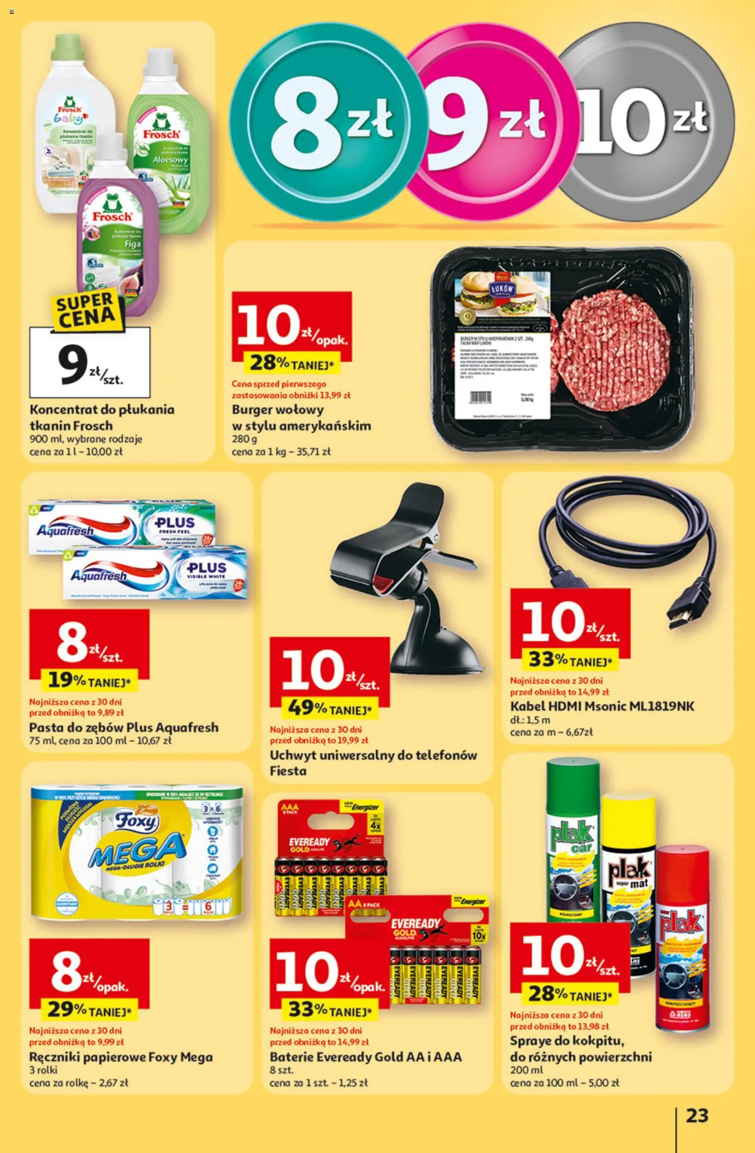 Auchan gazetka - 30 Lat Hipermarket od 23.04.2026 | Strona: 23 | Produkty: Burger wołowy, Kabel, Rolki, Baterie