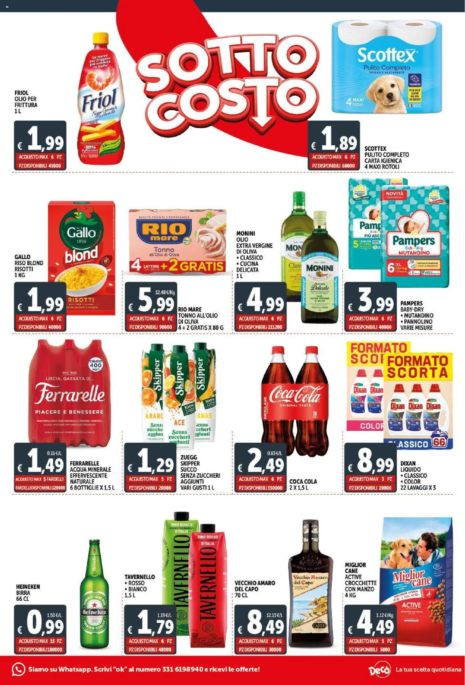 Volantino Decò del 30.01.2026 | Pagina: 3 | Prodotti: Manzo, Pampers, Tonno, Ferrarelle