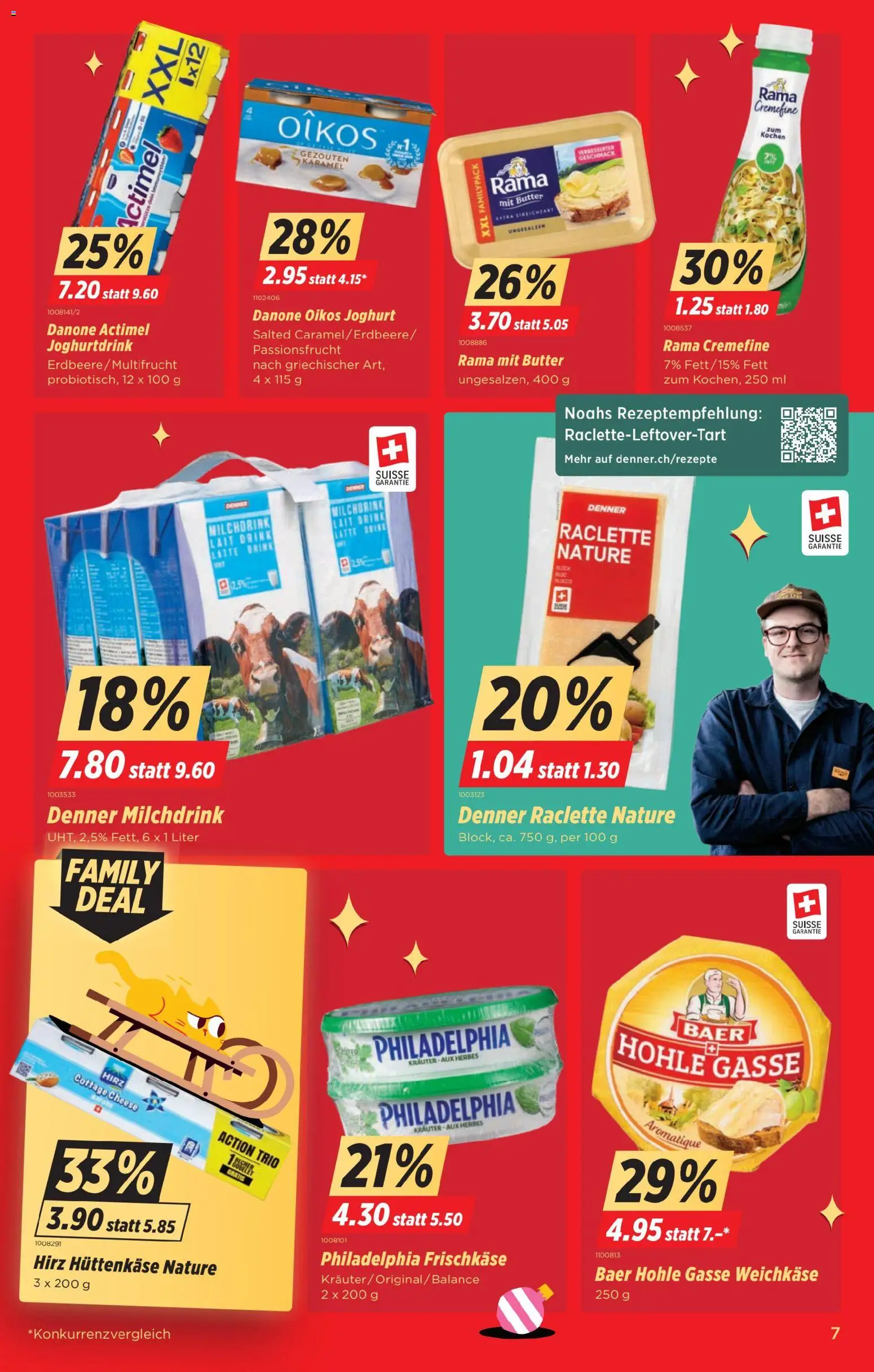 Denner Aktionen – gültig ab 25.11.2025 | Seite: 7 | Produkte: Butter, Joghurt, Hüttenkäse, Raclette