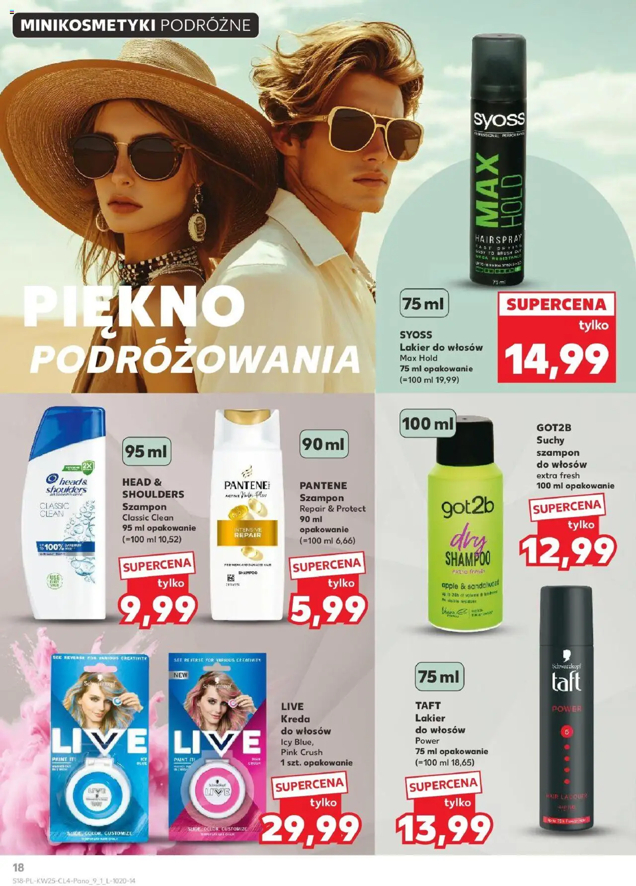 Kaufland gazetka - Piękne okazje na lato od 18.06.2025 | Strona: 18 | Produkty: Szampon, Lakier do włosów, Suchy szampon