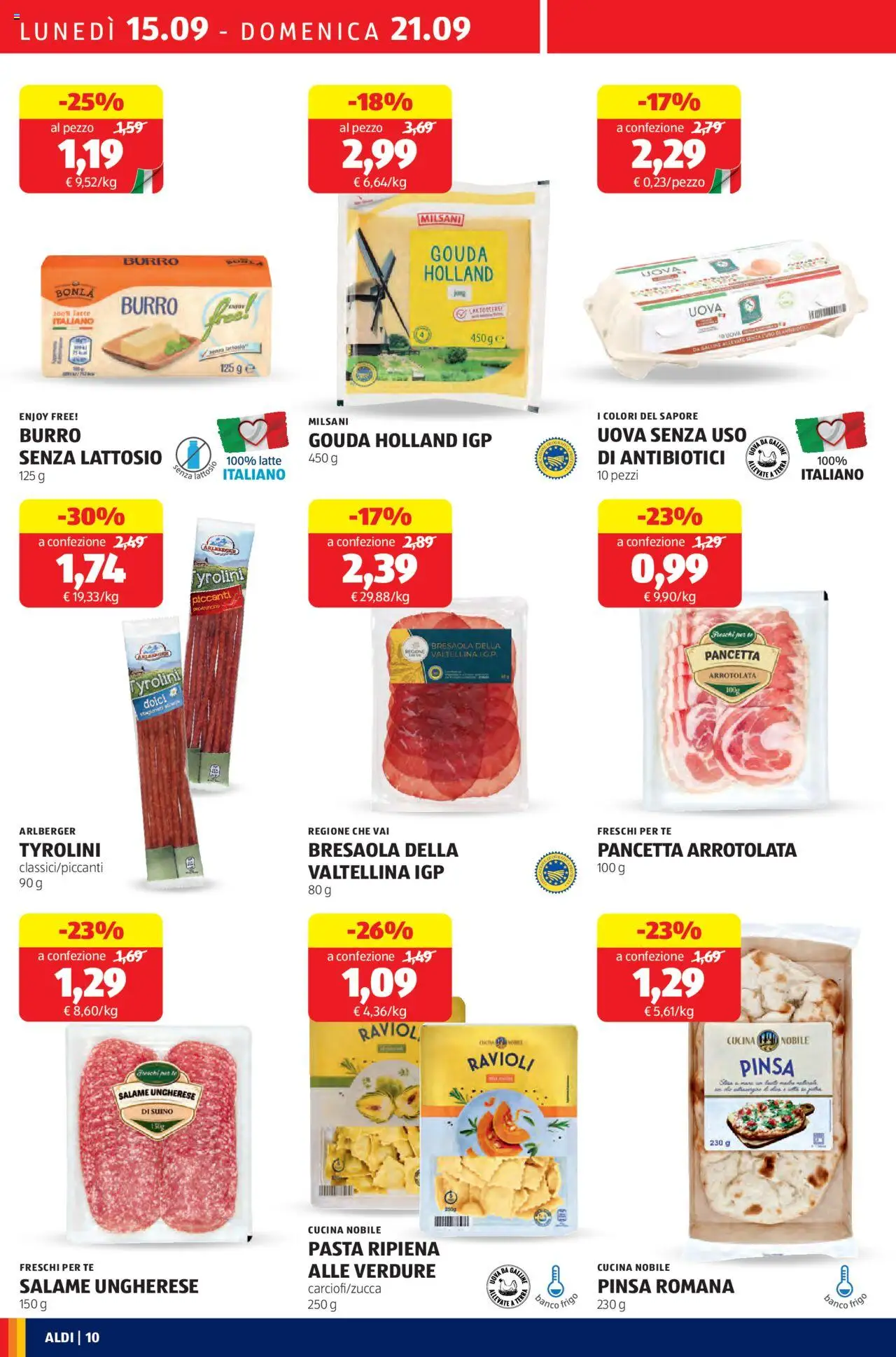 Volantino Aldi del 15.09.2025 | Pagina: 10 | Prodotti: Salame, Tè, Suino, Latte