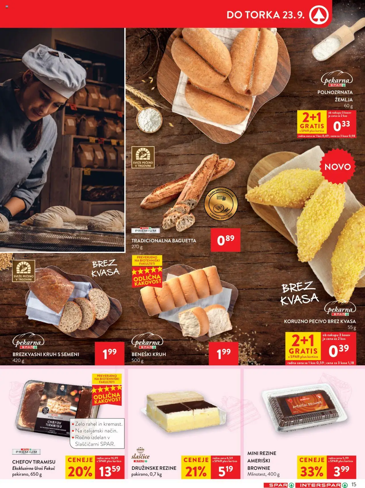 Novi Spar katalog ponudbe – veljaven od 17.09.2025 | Stran: 17 | Izdelki: Žemlja, Pekarna, Kos, Kruh