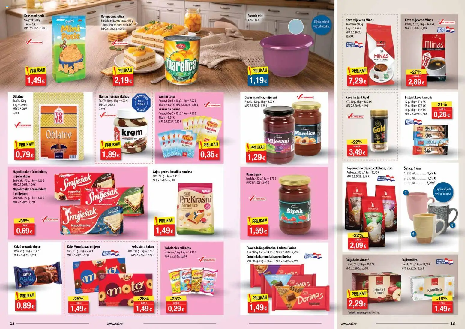 NTL katalog | vrijedi od 14.01.2026 | Stranica: 7 | Proizvodi: Oblatne, Arabesca, Džem, Kakao