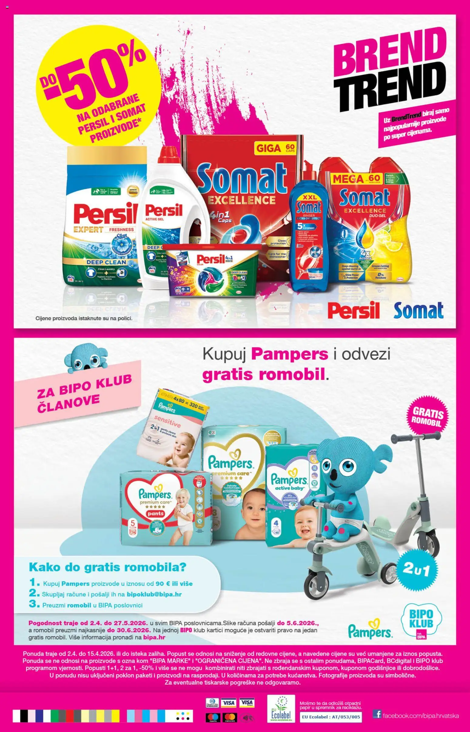 Bipa katalog | vrijedi od 02.04.2026 | Stranica: 24 | Proizvodi: Romobil, Somat, Pampers, Persil