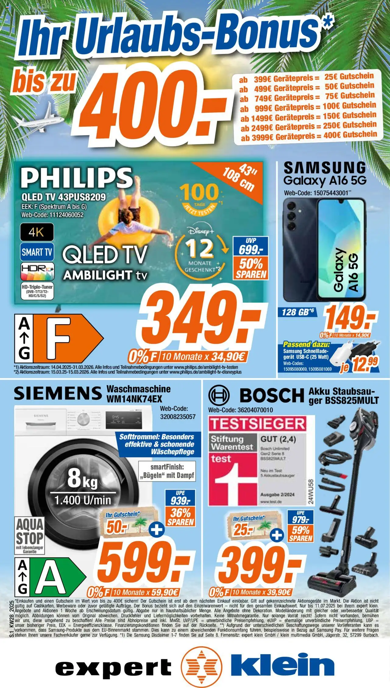 Expert - Prospekt Giessen - gültig ab dem 07.07.2025 | Seite: 1 | Produkte: Siemens, Waschmaschine, Samsung, TV