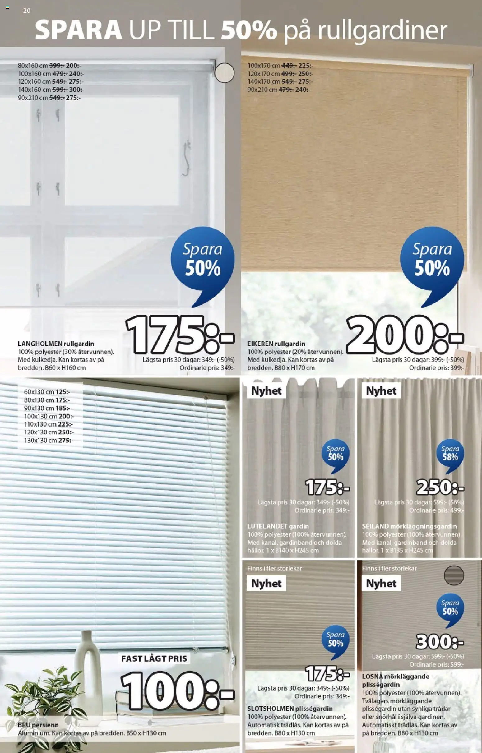 JYSK reklamblad aktuell från 02.03.2026 | Sida: 20 | Produkter: Gardin, Rullgardin, Persienn