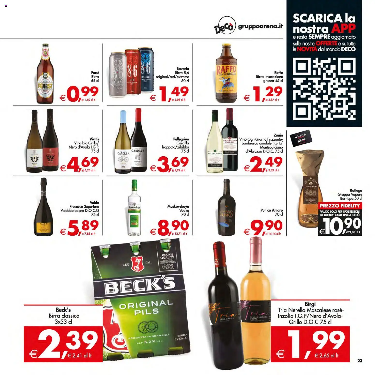 Volantino Decò del 13.01.2026 | Pagina: 29 | Prodotti: Birra, Vodka, Prosecco, Amaro