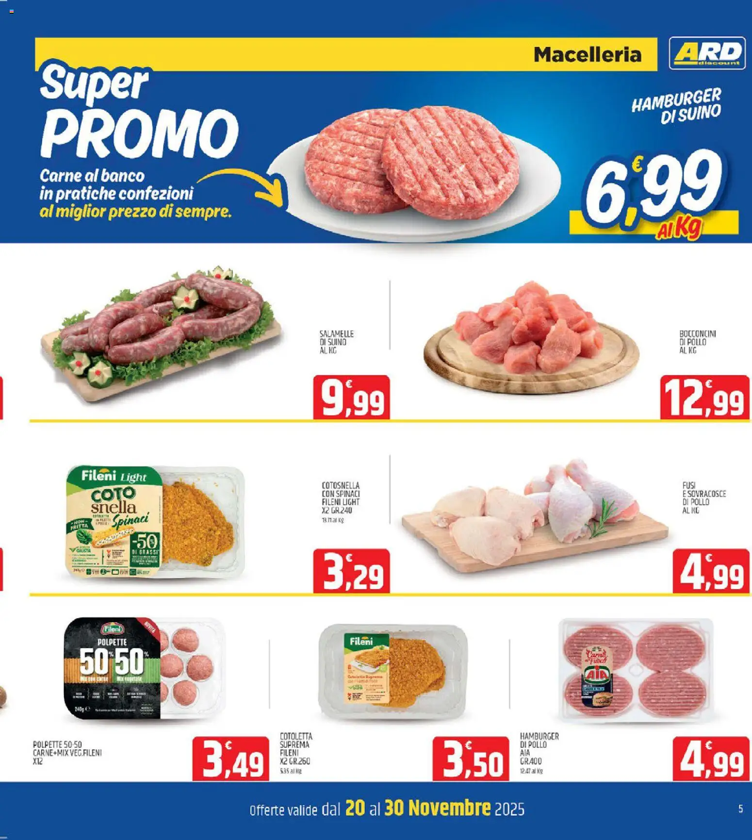 Volantino ARD Discount del 18.11.2025 | Pagina: 5 | Prodotti: Suino, Spinaci, Hamburger, Polpette