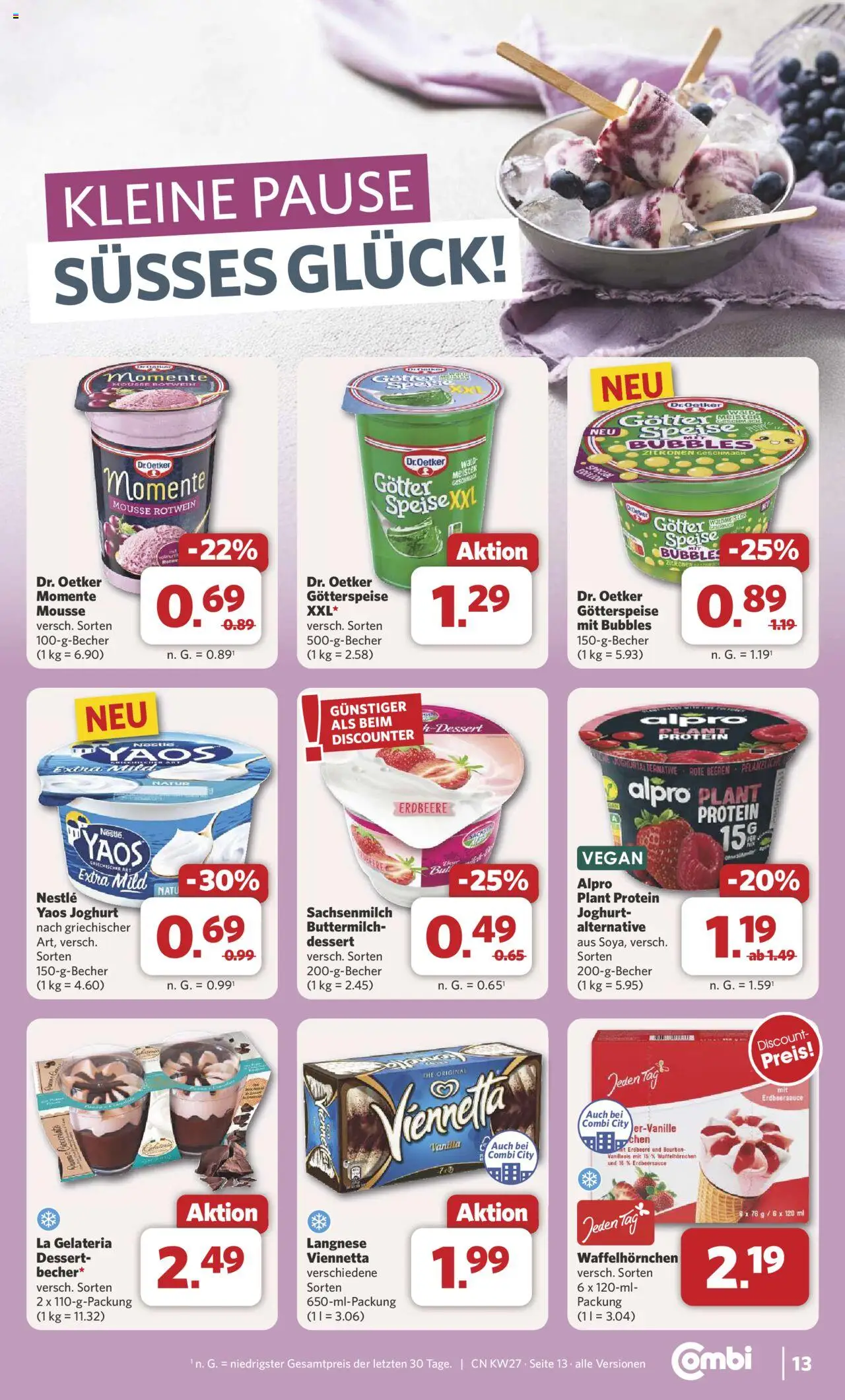 Combi Prospekt 	 - gültig ab dem 30.06.2025 | Seite: 18 | Produkte: Langnese, Buttermilch, Joghurt, Alpro