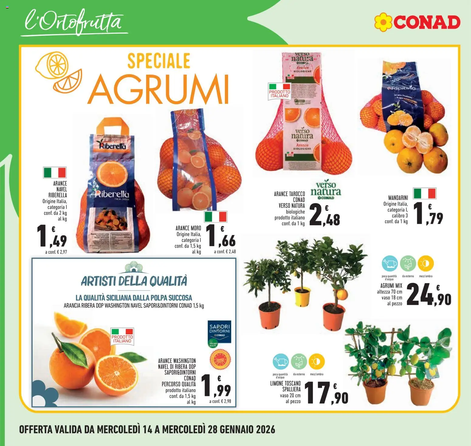 Volantino Conad del 14.01.2026 | Pagina: 4 | Prodotti: Arance, Mandarini, Limone, Agrumi