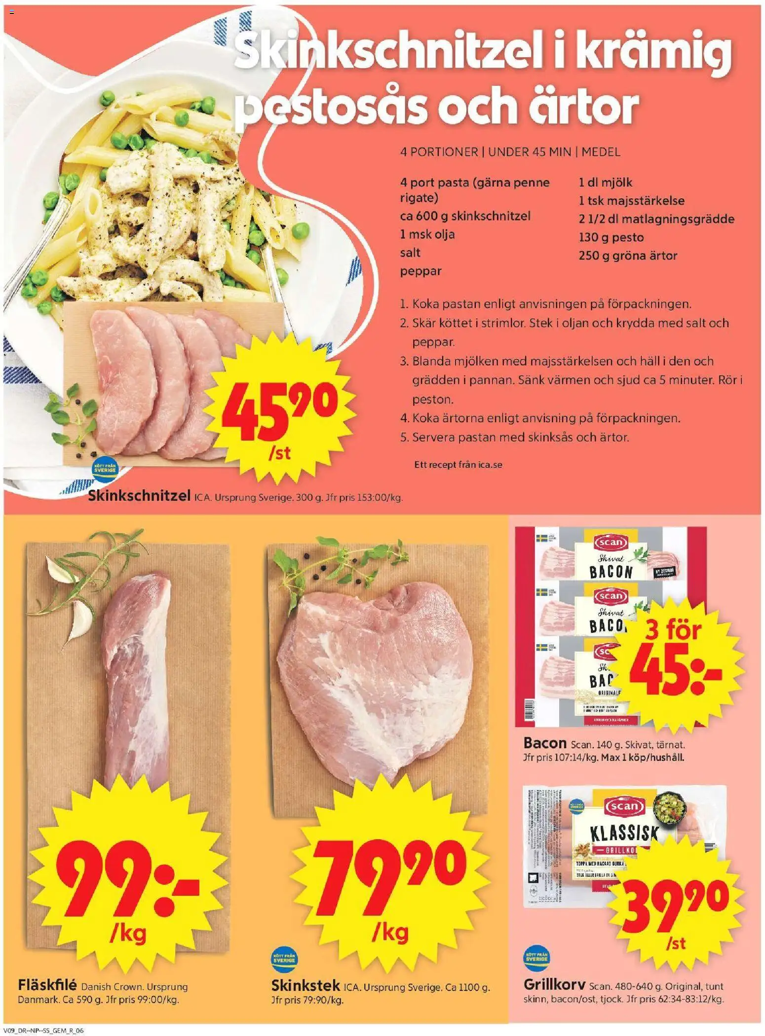 ICA Supermarket reklamblad aktuell från 23.02.2026 | Sida: 8 | Produkter: Grillkorv, Peppar, Olja, Pasta