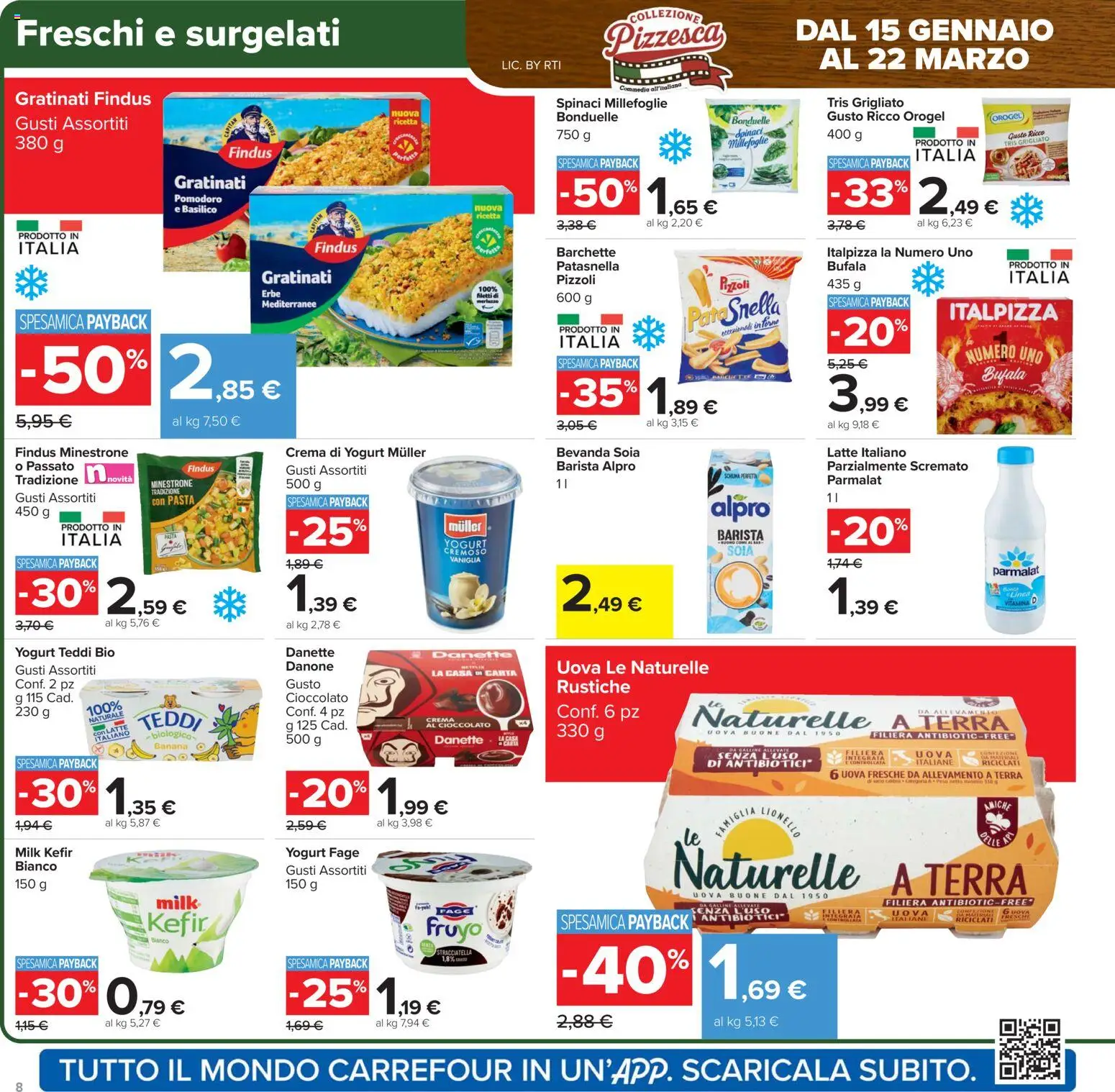 Volantino Carrefour del 27.01.2026 | Pagina: 8 | Prodotti: Yogurt, Pomodoro, Latte, Spinaci