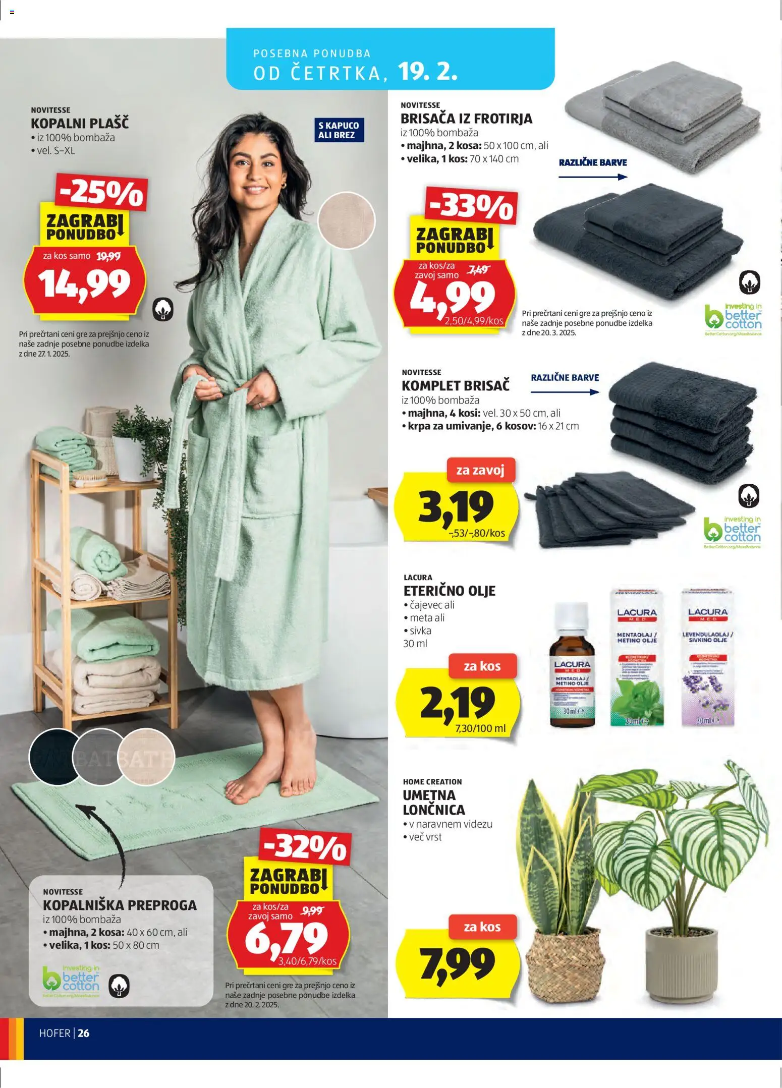Novi Hofer katalog ponudbe – veljaven od 11.02.2026 | Stran: 26 | Izdelki: Brisača, Kos, Olje, Kopalni plasc