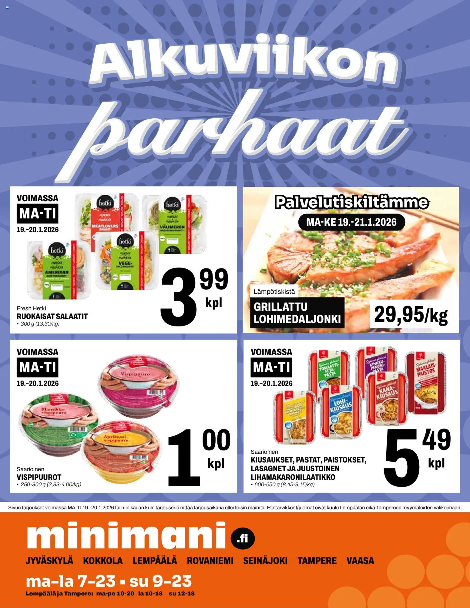 Minimani tarjoukset – voimassa 14.01.2026 alkaen | Sivu: 12 | Tuotteet: Kana, Aprikoosi, Kinkku, Pasta