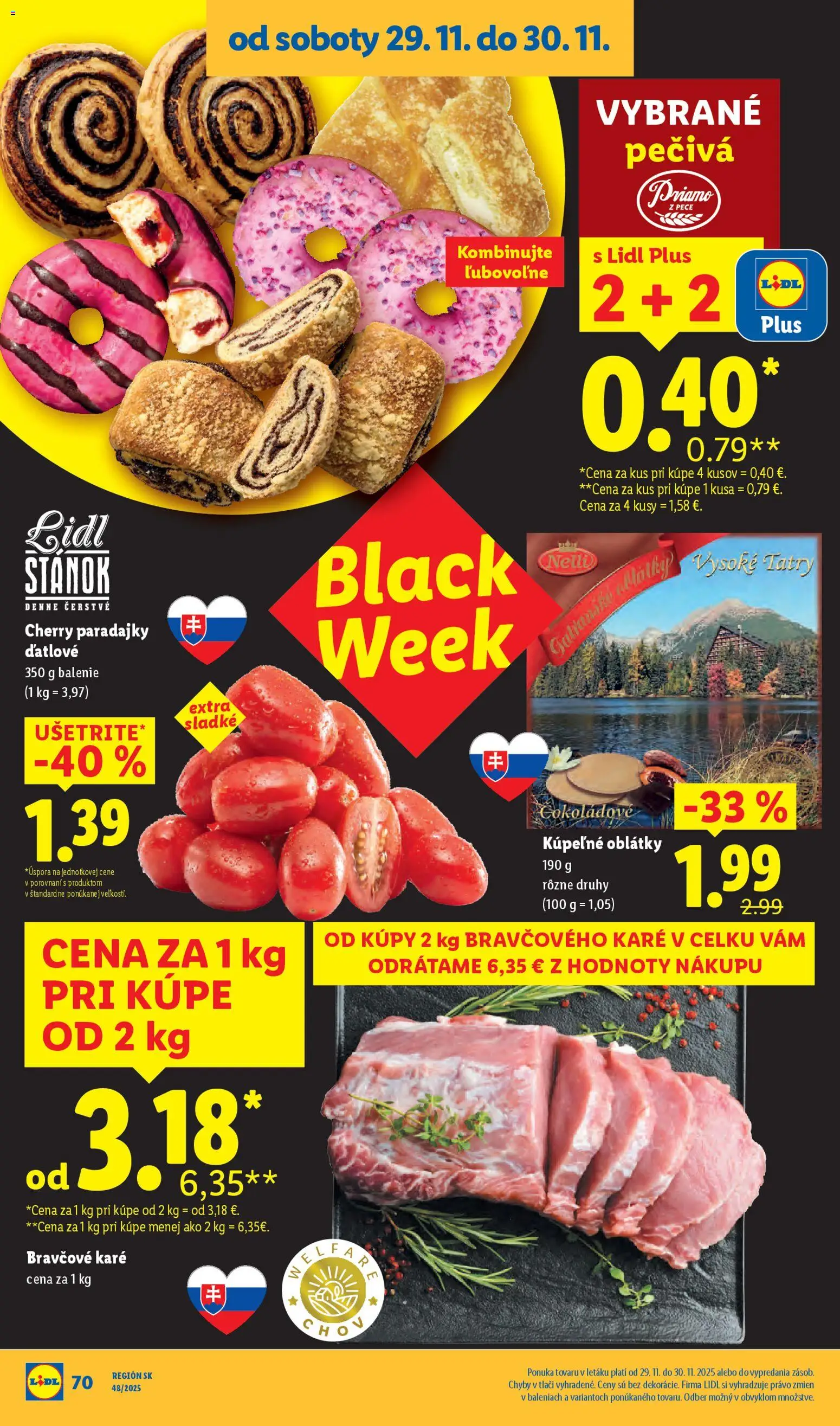 Nové Lidl akcie – leták je platný od 27.11.2025 | Strana: 40 | Produkty: Paradajky, Cherry paradajky, Bravčové karé