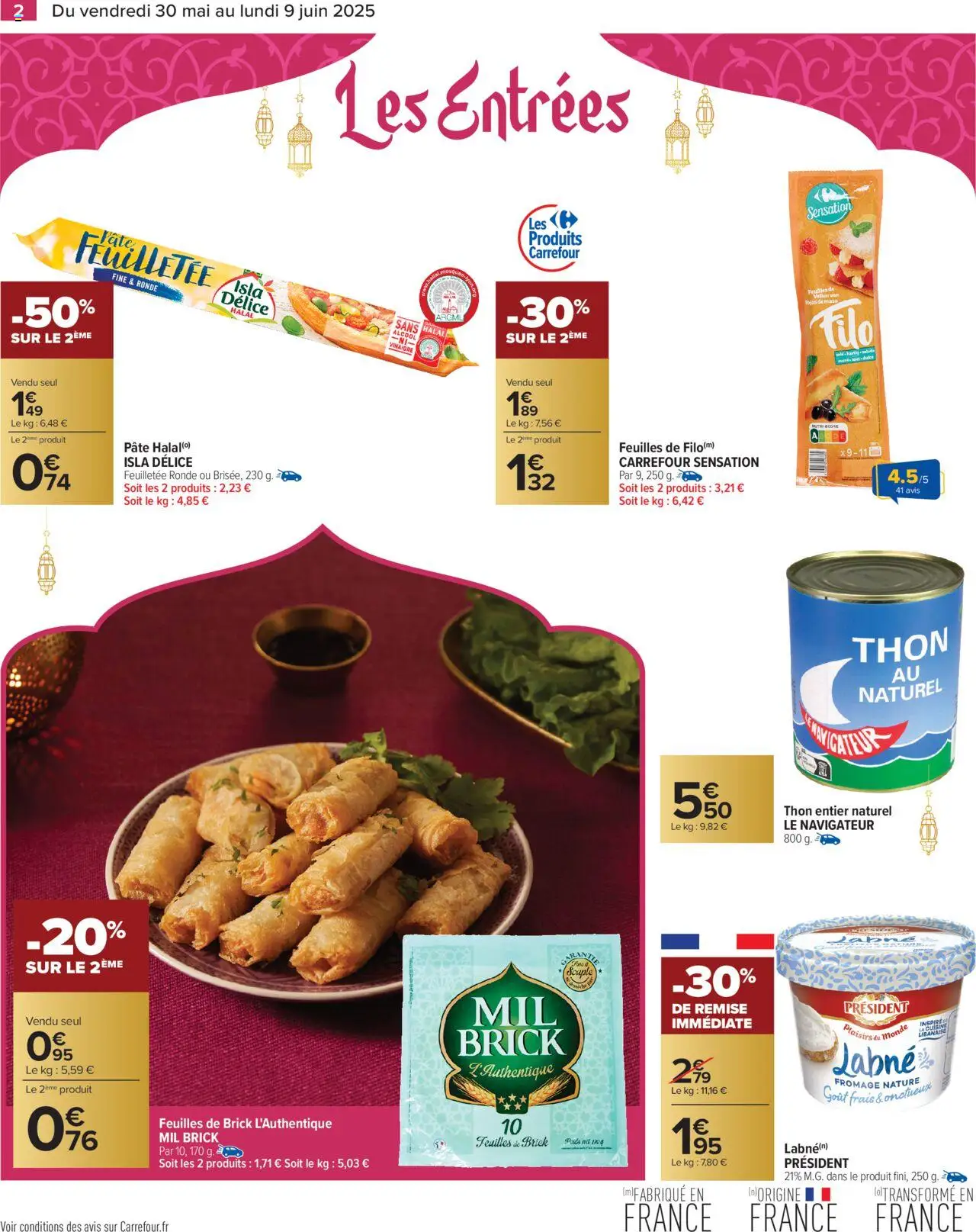  | Page: 4 | Produits: Feuilles de brick, Thon naturel, Thon, Fromage