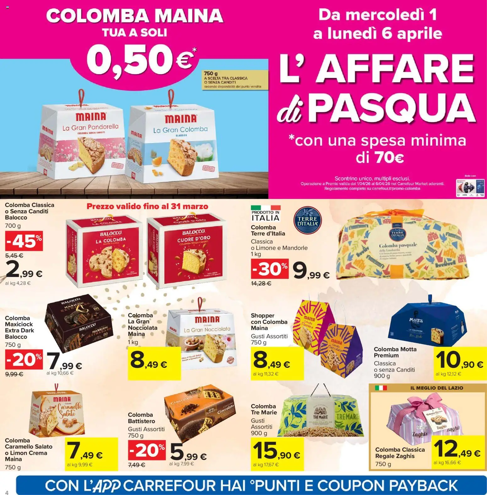 Volantino Carrefour del 24.03.2026 | Pagina: 4 | Prodotti: Crema, Cioccolato, Limone, Mandorle