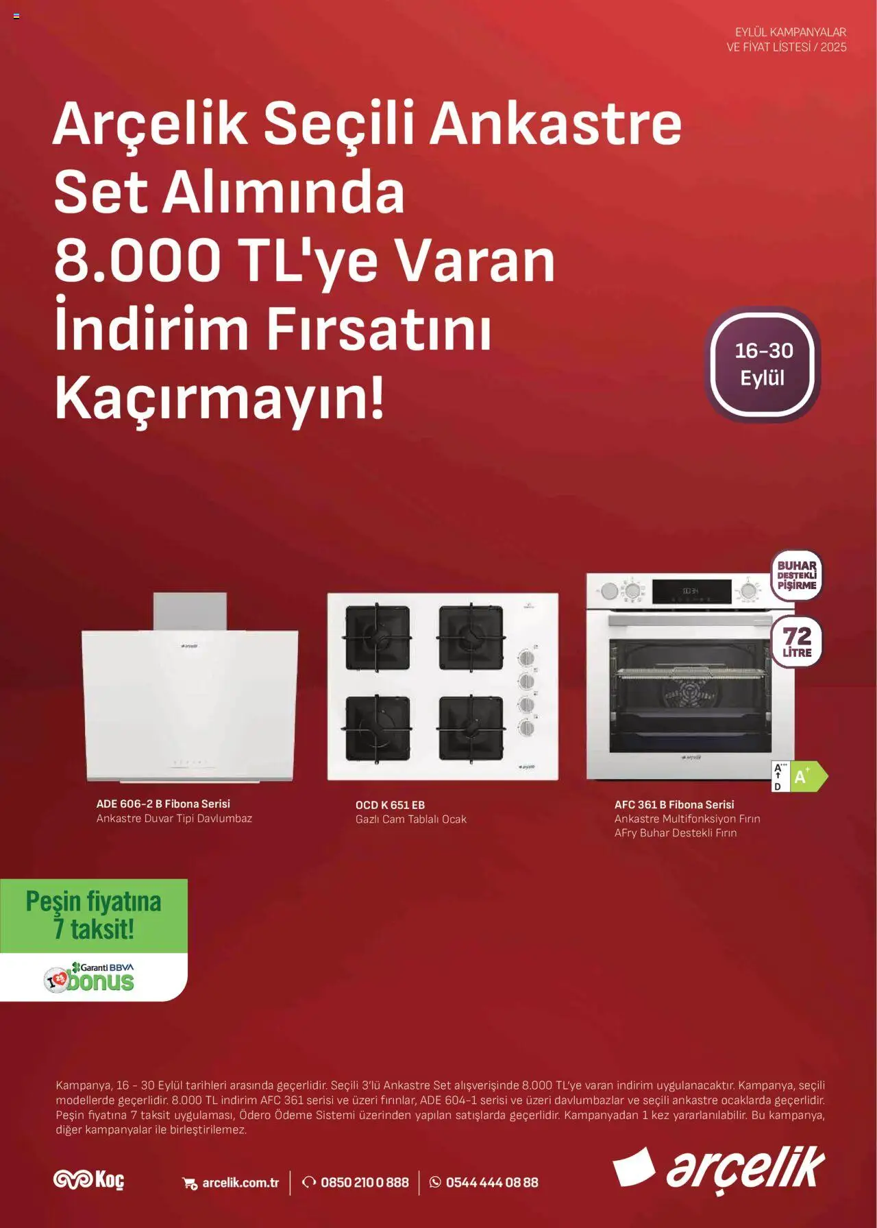 Arçelik Ankastre Kataloğu - 16.09.2025 tarihinden itibaren geçerlidir | Sayfa: 1 | Ürünler: Davlumbaz, Fırın, Ocak