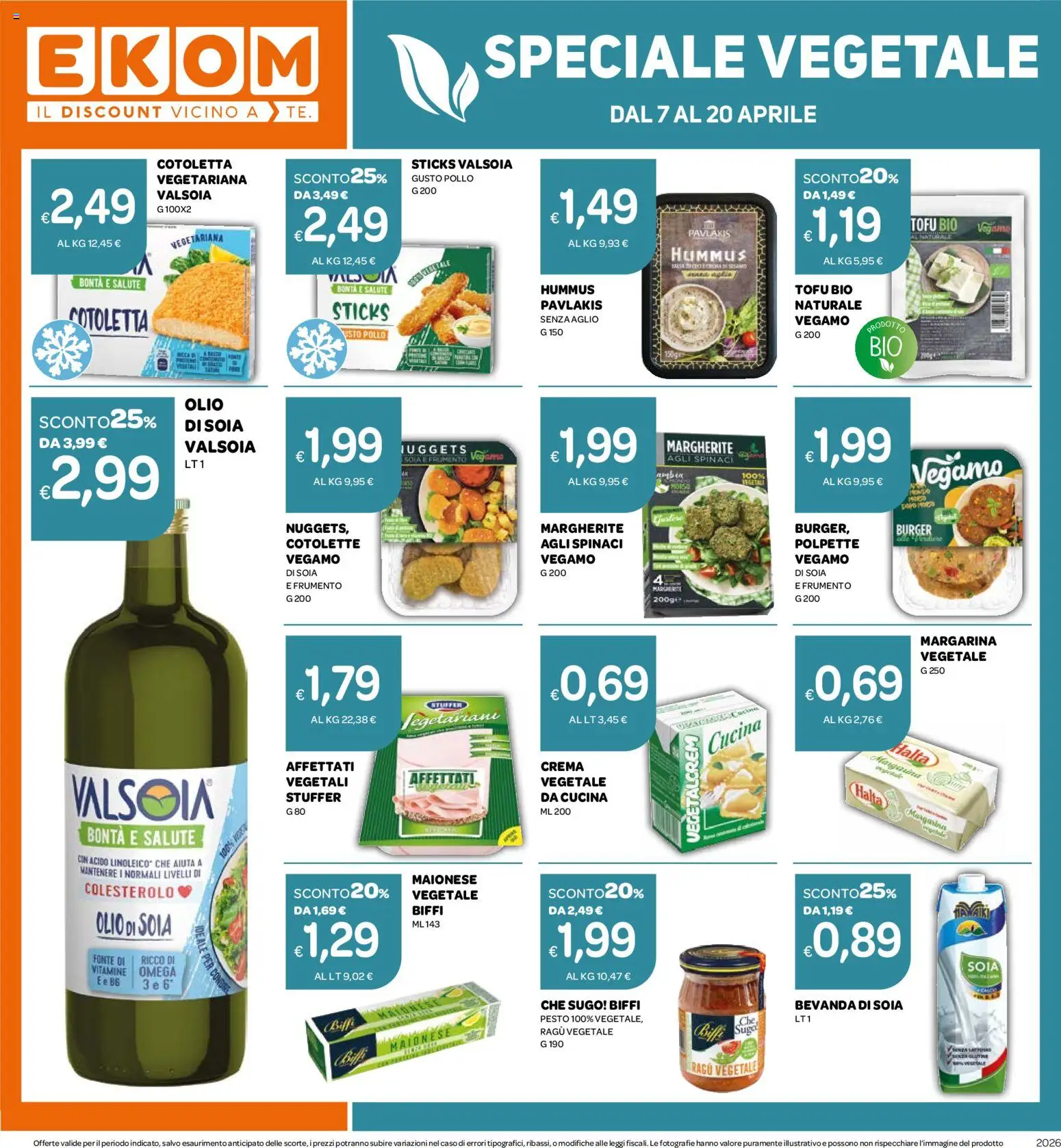 Volantino Ekom del 07.04.2026 | Pagina: 12 | Prodotti: Maionese, Hummus, Sugo, Bevanda di soia