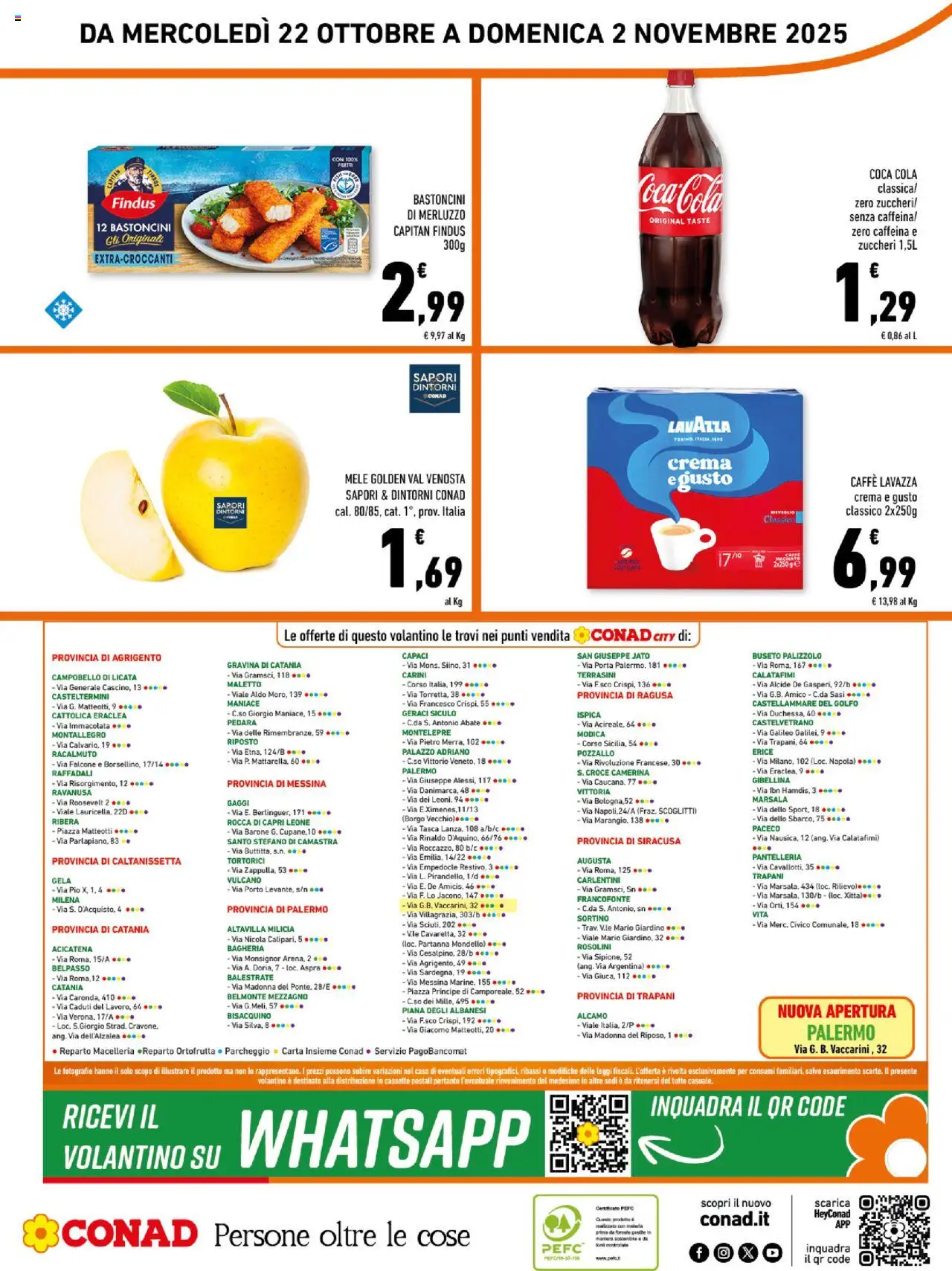 Volantino Conad del 22.10.2025 | Pagina: 16 | Prodotti: Crema, Caffè, Mele, Merluzzo
